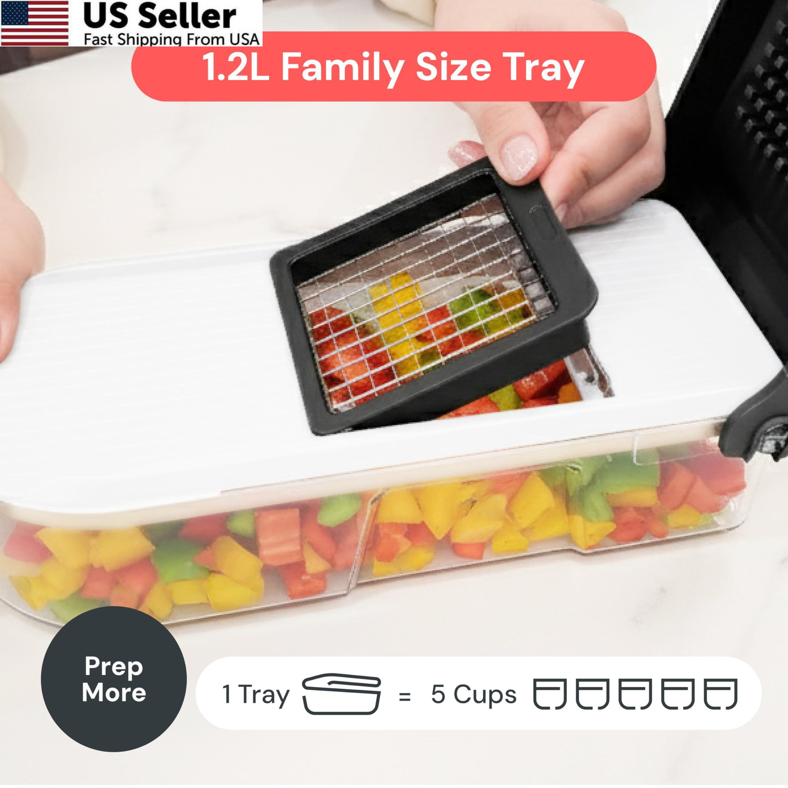 Fullstar Core Vegetable Chopper – Chop and Slice Lid – 6-in-1, White/Black