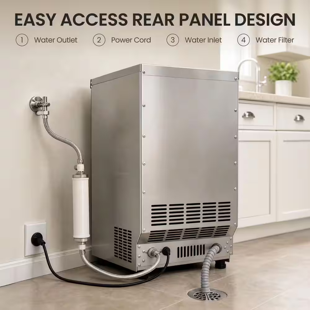 13.78 In. Commercial Ice Maker, W/30 Lbs. Storage, 110 Lbs. /24 H Freestanding S