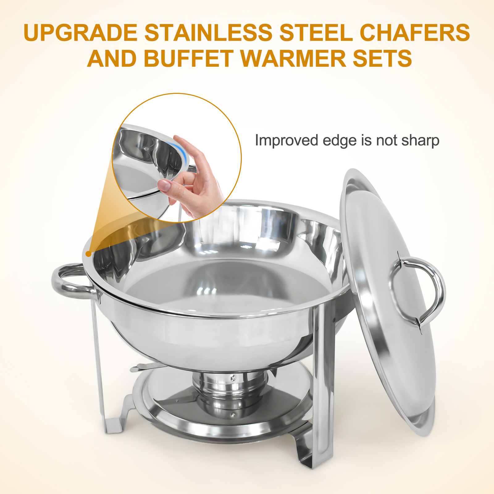 Pack of 3 Chafing Dish Buffet Warmer Set With Lid, Silver Accented Chafer Round