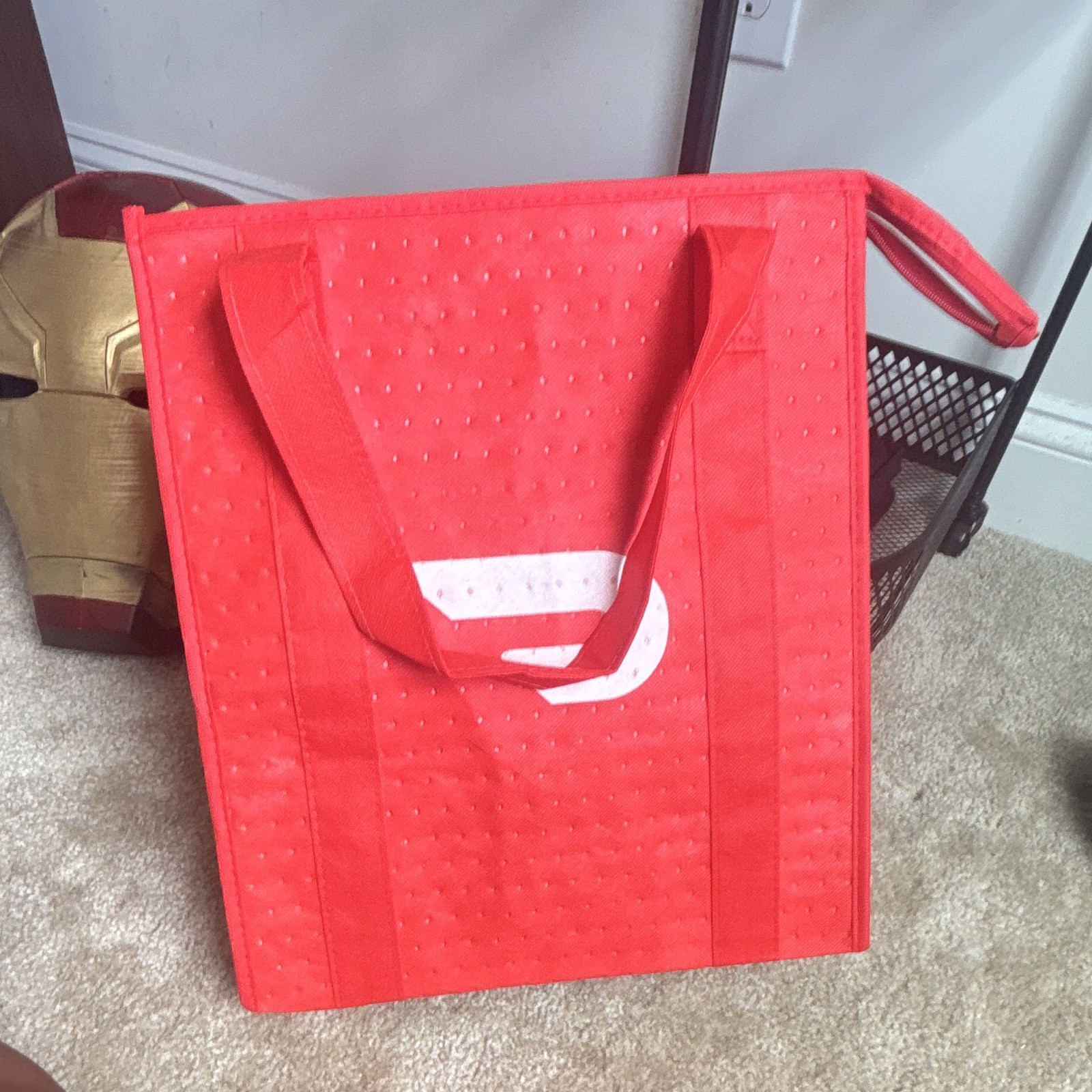 Doordash Red Insulated Reusable Tote Bag with Silver Thermal Foil Lining