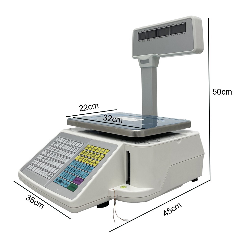 110V Digital Price Computing Scale Thermal Printer 15kg/33 lbs Four-window Pole