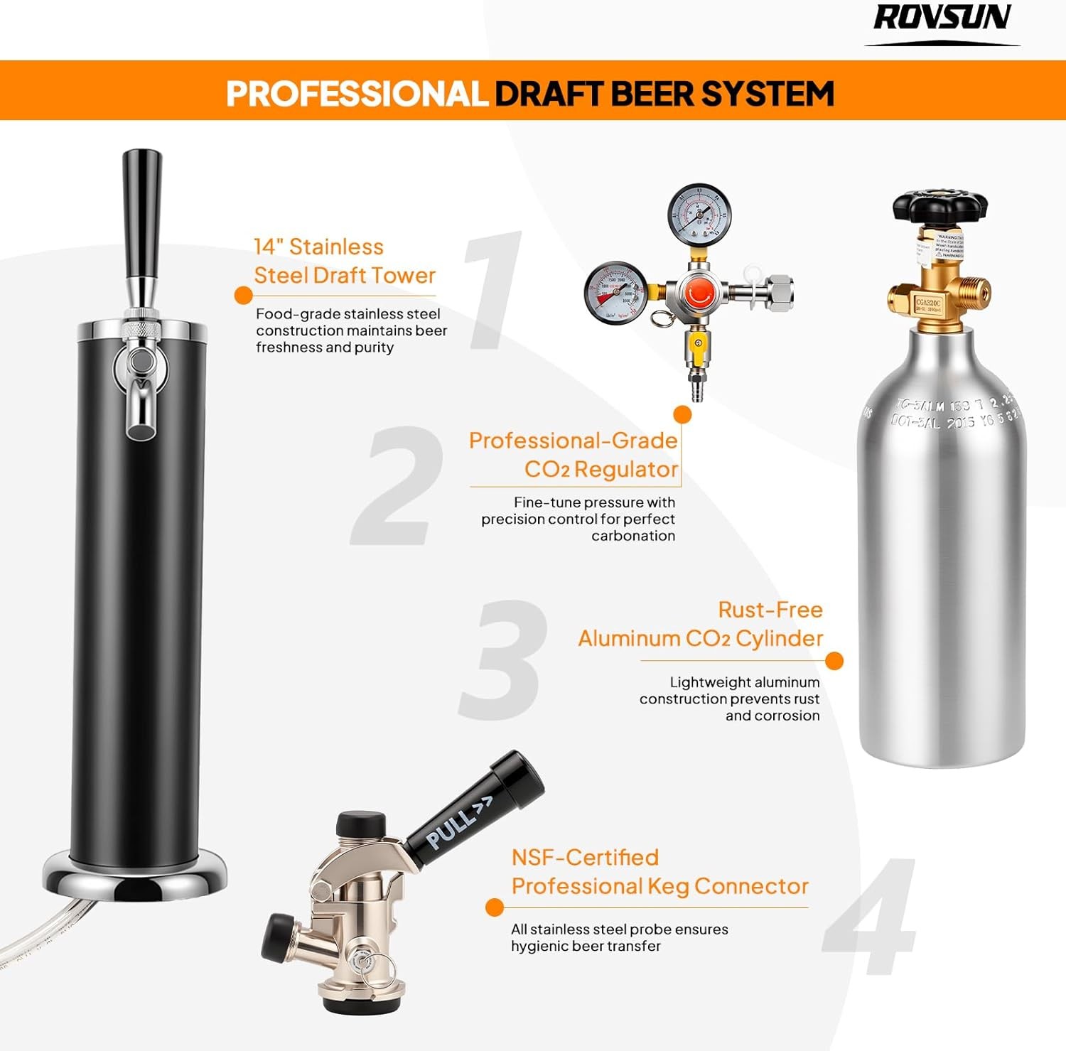 Full Size 5.4 Cu.Ft, Beer Kegerator with CO2 Tank Included, Draft Beer Dispenser