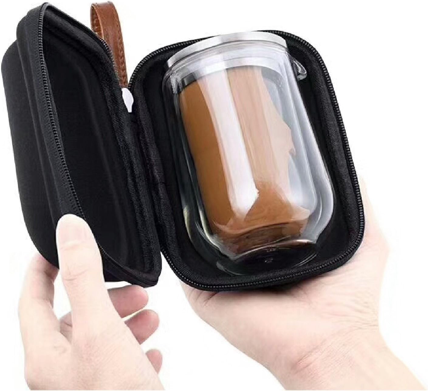 Portable Travel Double Wall Glass Tea Set with Insulated Glass Teapot and 2