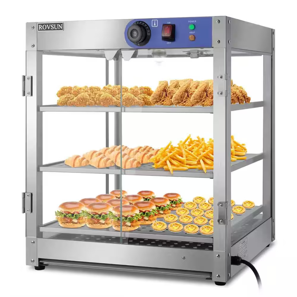 3-Tier 20 In. 800-Watt 110-Volt Hot Food Warmer Display Case Countertop