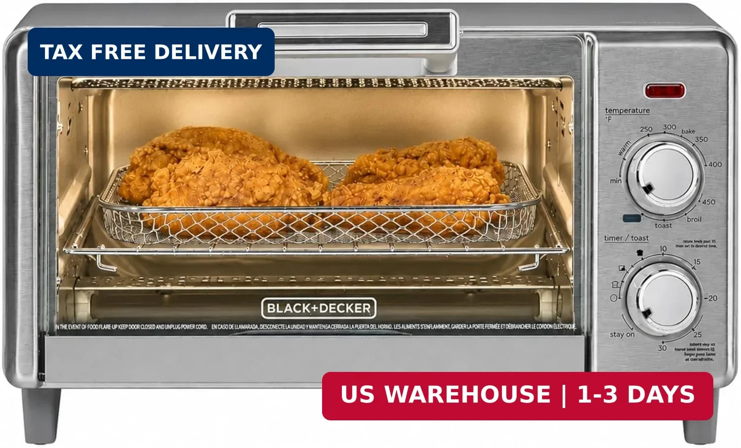 BLACK+DECKER Crisp ‘N Bake Air Fry Countertop Convection Toaster Oven, Medium Ca