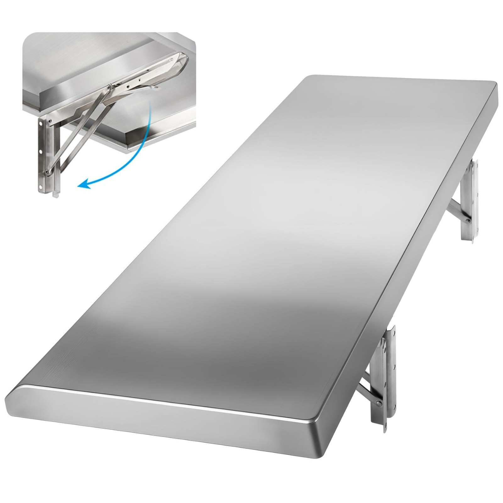 Folding Stainless Steel Concession Shelf 24″x12″ – Drop Down Serving Food Table
