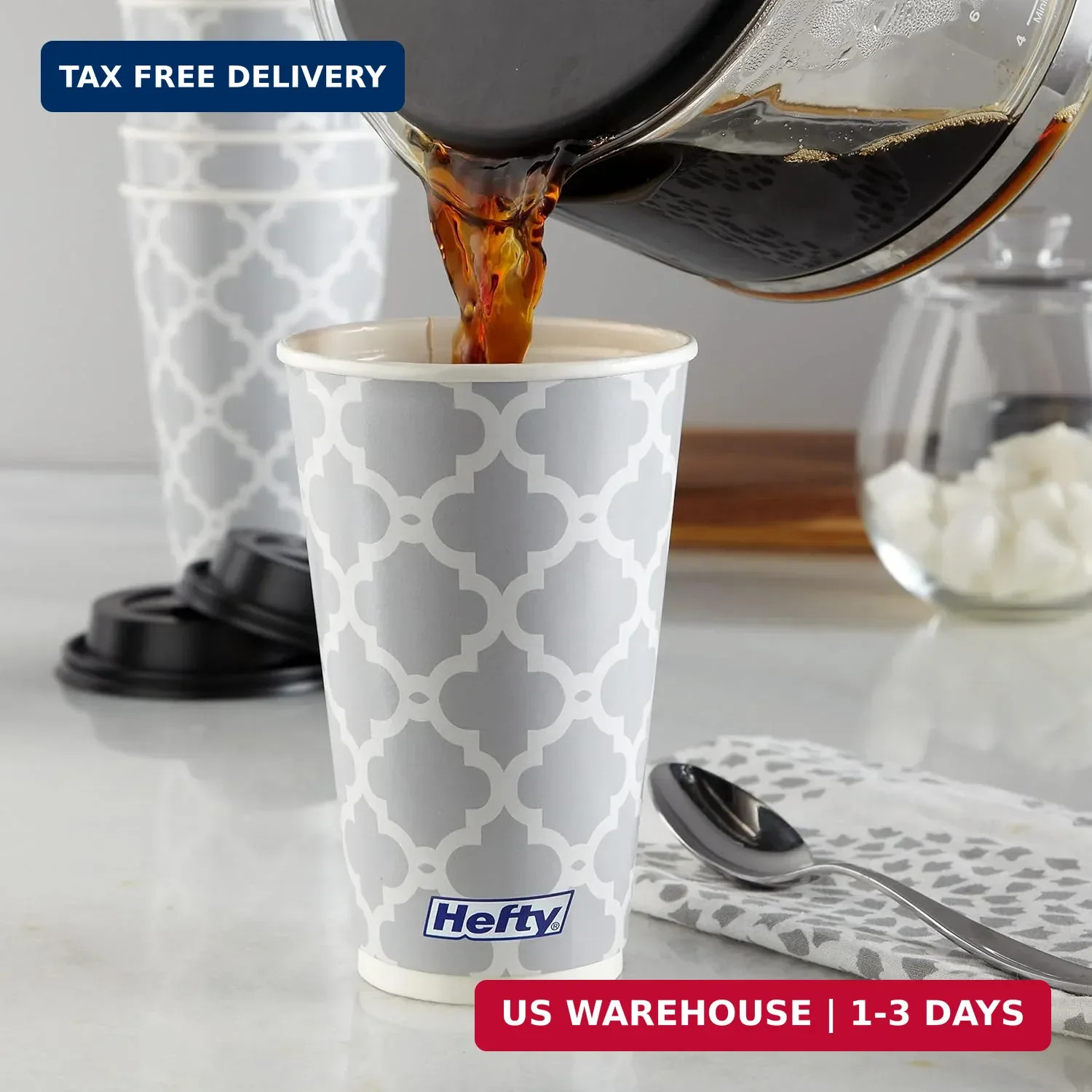 Hefty Disposable Hot Cups with Lids, Insulated Paper Coffee Cups for Tea, Cocoa
