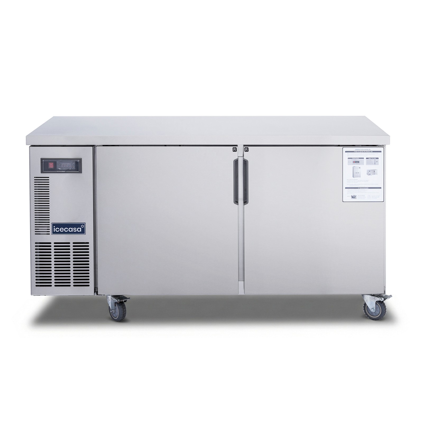 ICECASA 60″ Commercial Worktop Refrigerator Stainless Steel Undercounter Fridge