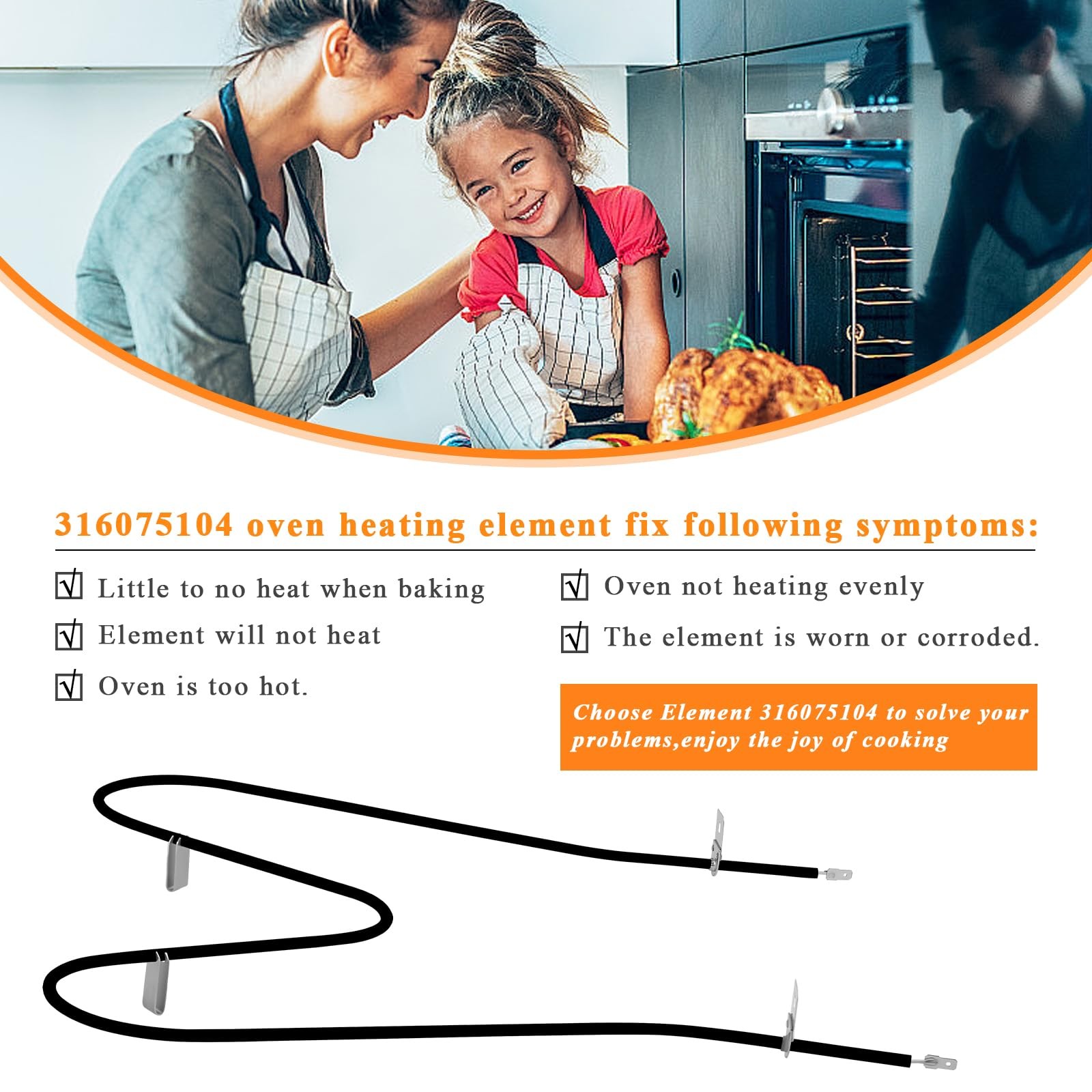 316075104 316075103 Oven Bake Heating Element by Blutoget-Fit for as picture