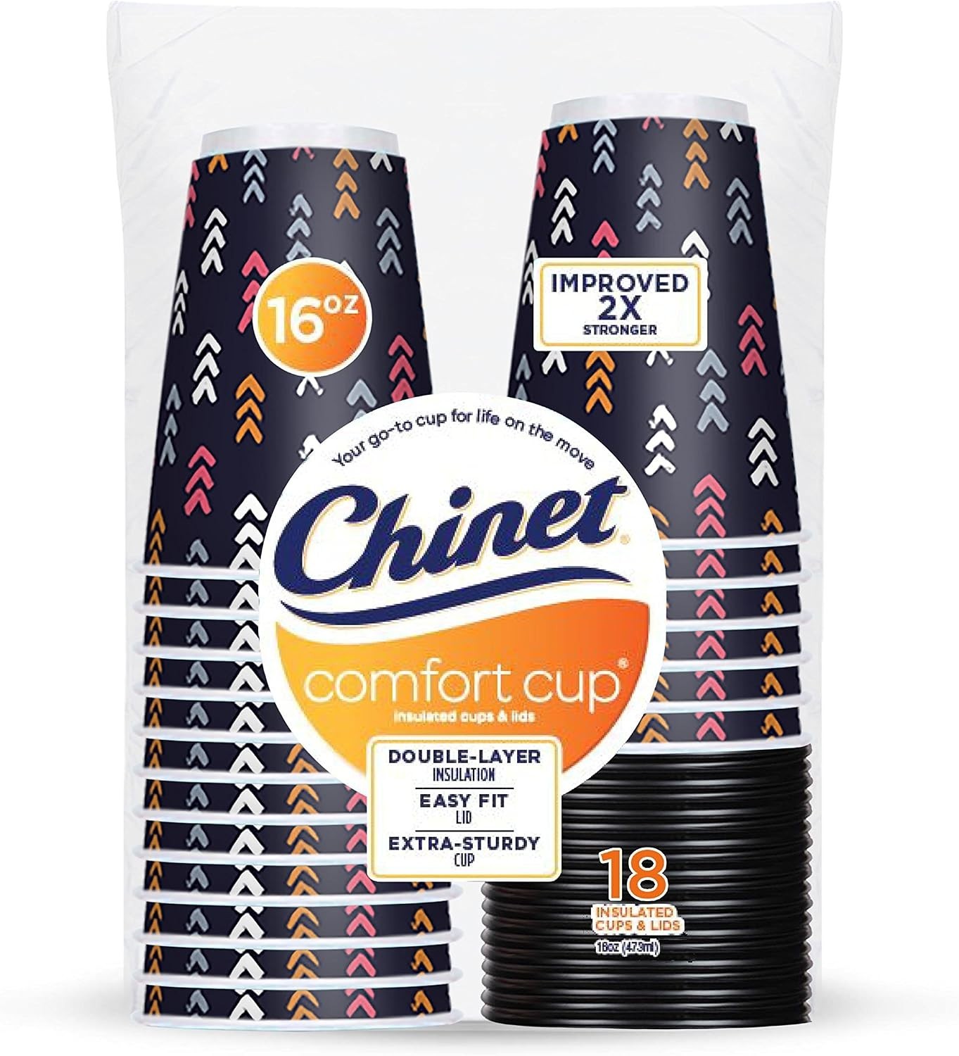 Comfort-Cup 108 Count: 16oz Double-wall Hot Beverages with Stylish Lids