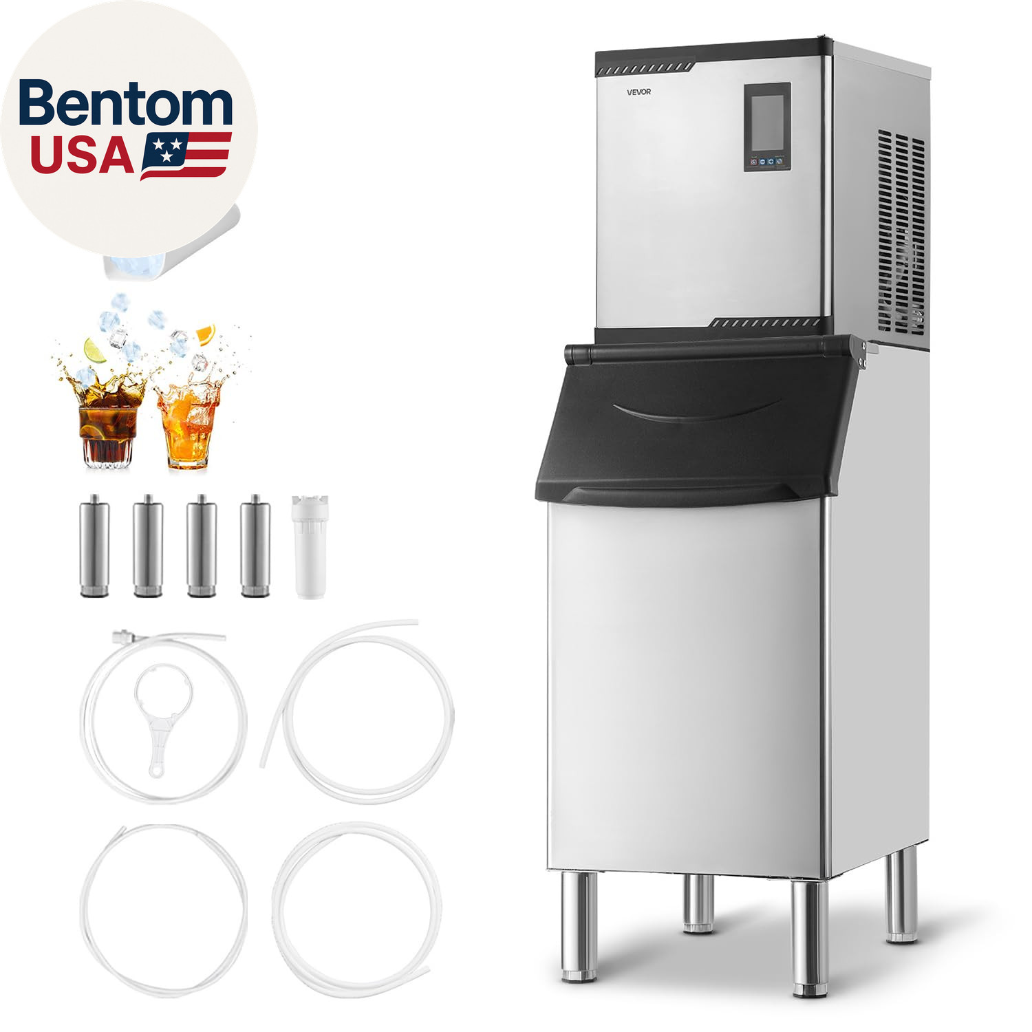 Commercial Ice Maker Machine, 300LBS/24H Ice-Making Machine with 300LBS Stainles