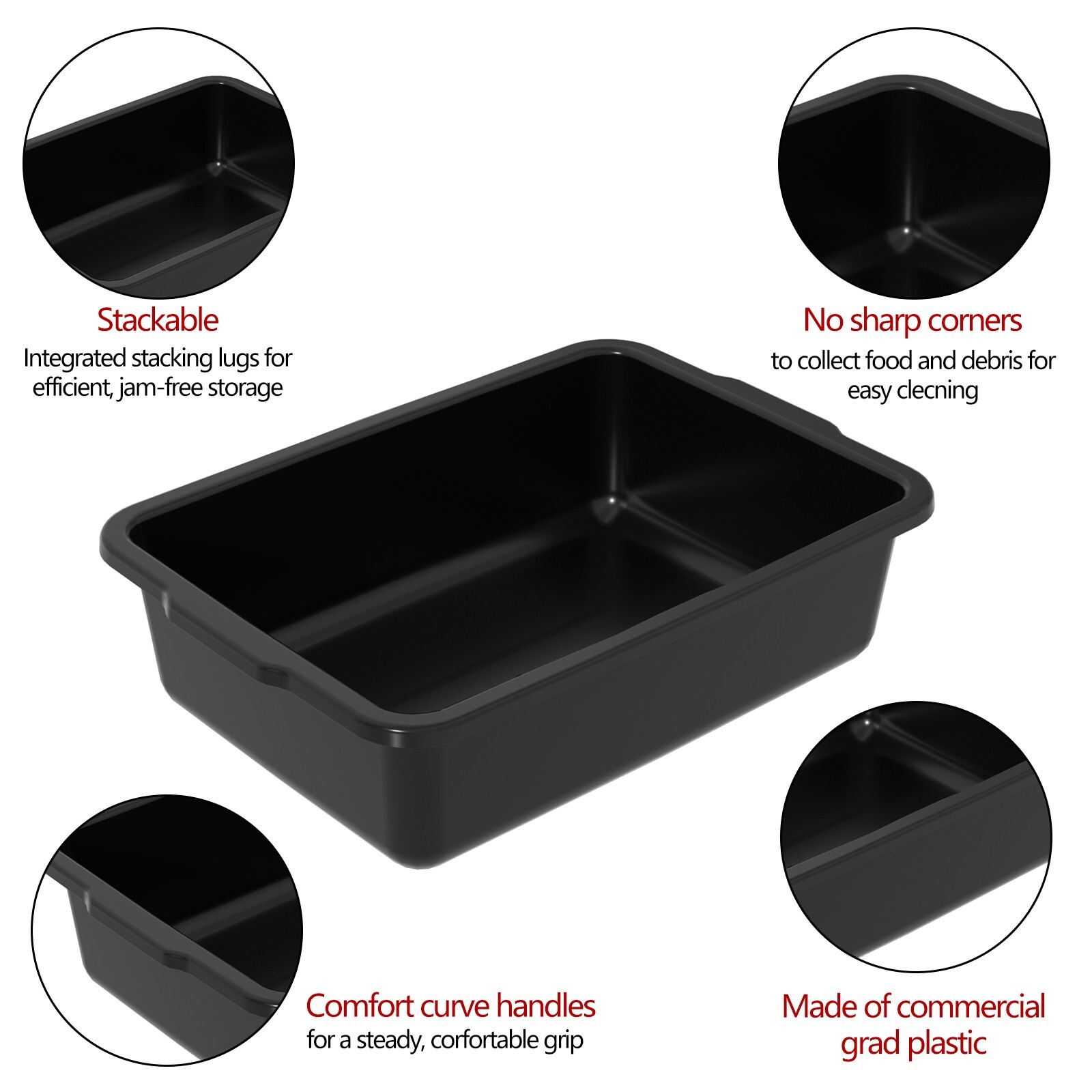 Cand 32 L Commercial Bus Tubs Box/Tote Plastic Wash Basin Utility Storage, 4Pack