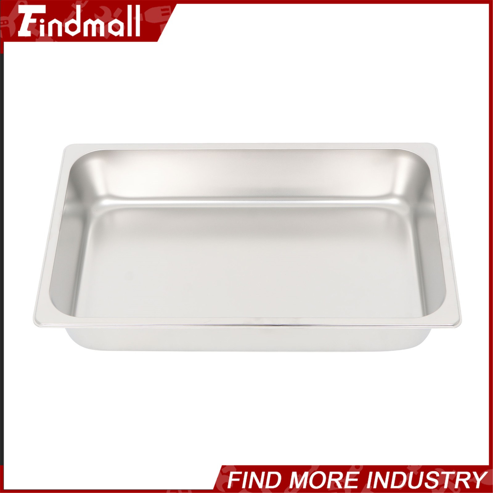 Findmall 2 Pack Stainless Steam Hotel Pan with Lid, 1/1 Size 4 Inch Deep
