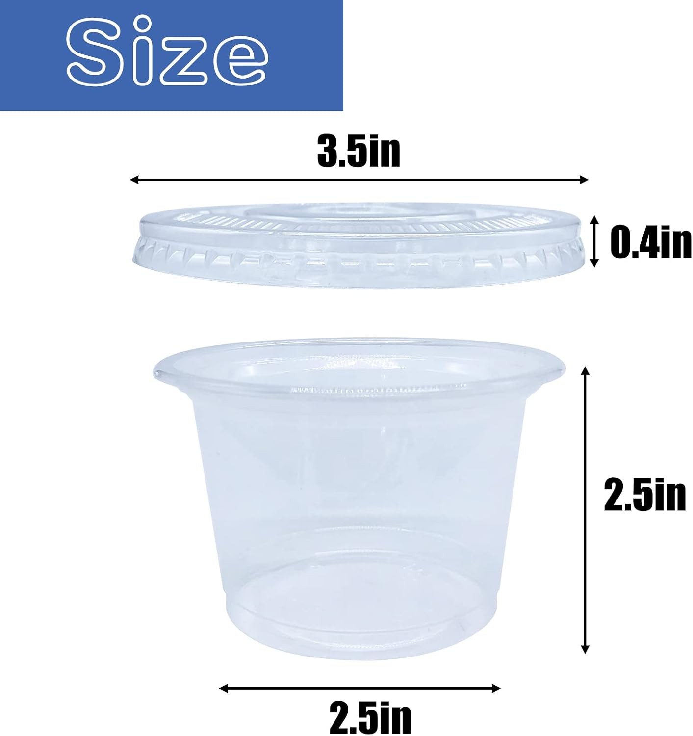 50 Pack 8 OZ Disposable Plastic Cups with Lids,Clear Portion Cups with Flat Lids