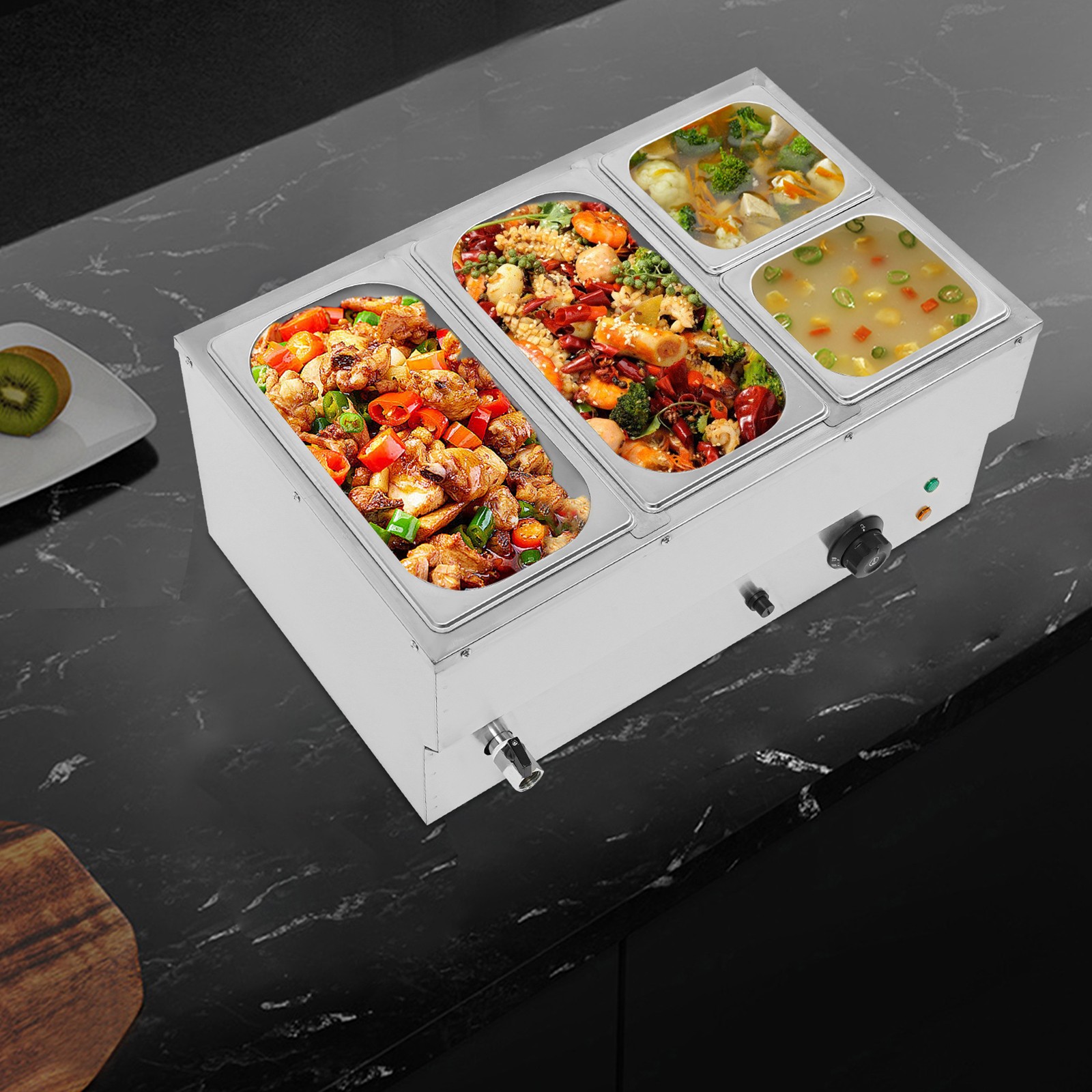 Electric Food Warmer 4-Pans Commercial Countertop Buffet Food Warmer 30-110℃