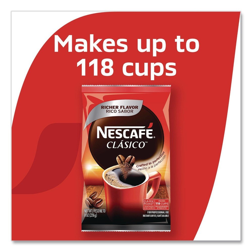 Nescafe 70948 8 oz Pouch Clasico Dark Roast Instant Coffee New