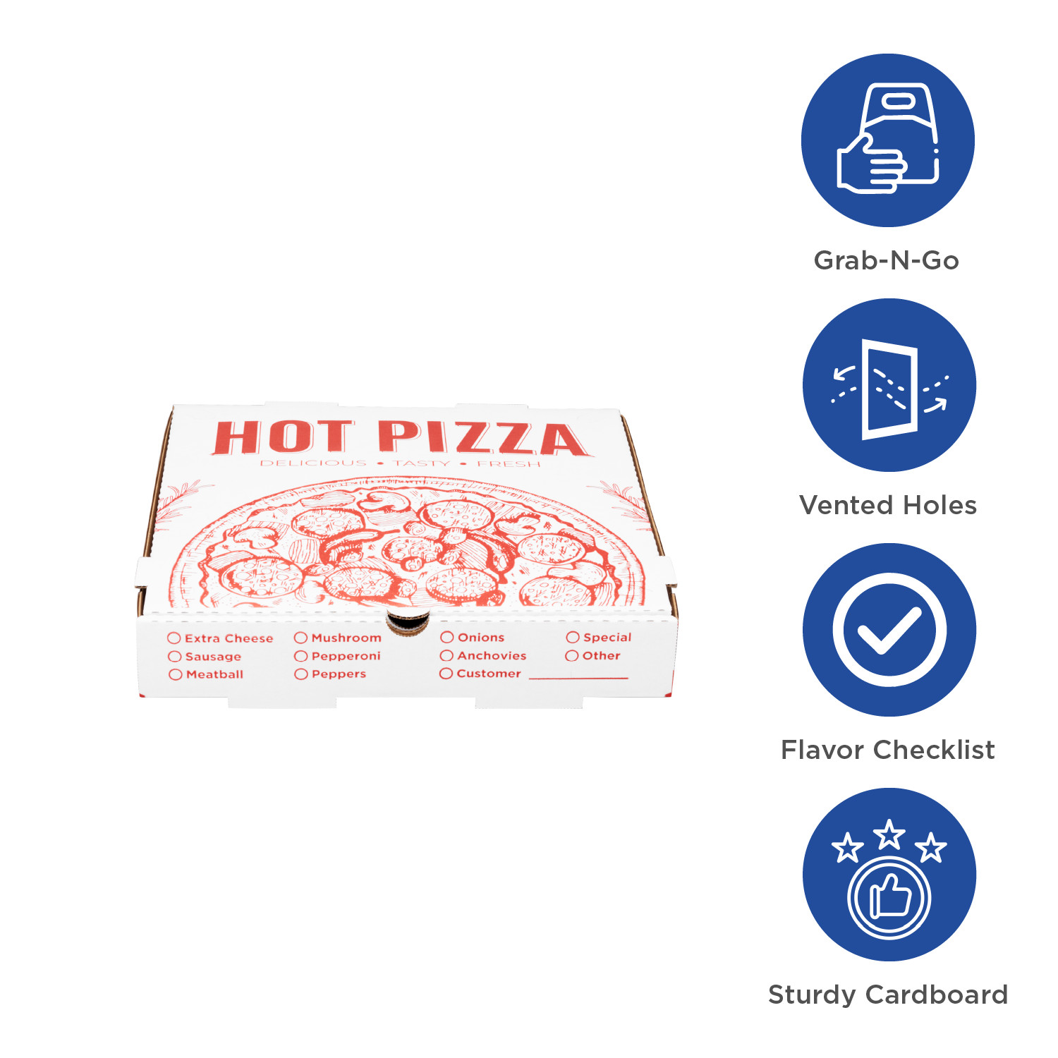 Karat Corrugated Pizza Box, 8»x8»x2», Generic Print – 50 pcs, FP-PBF08WG