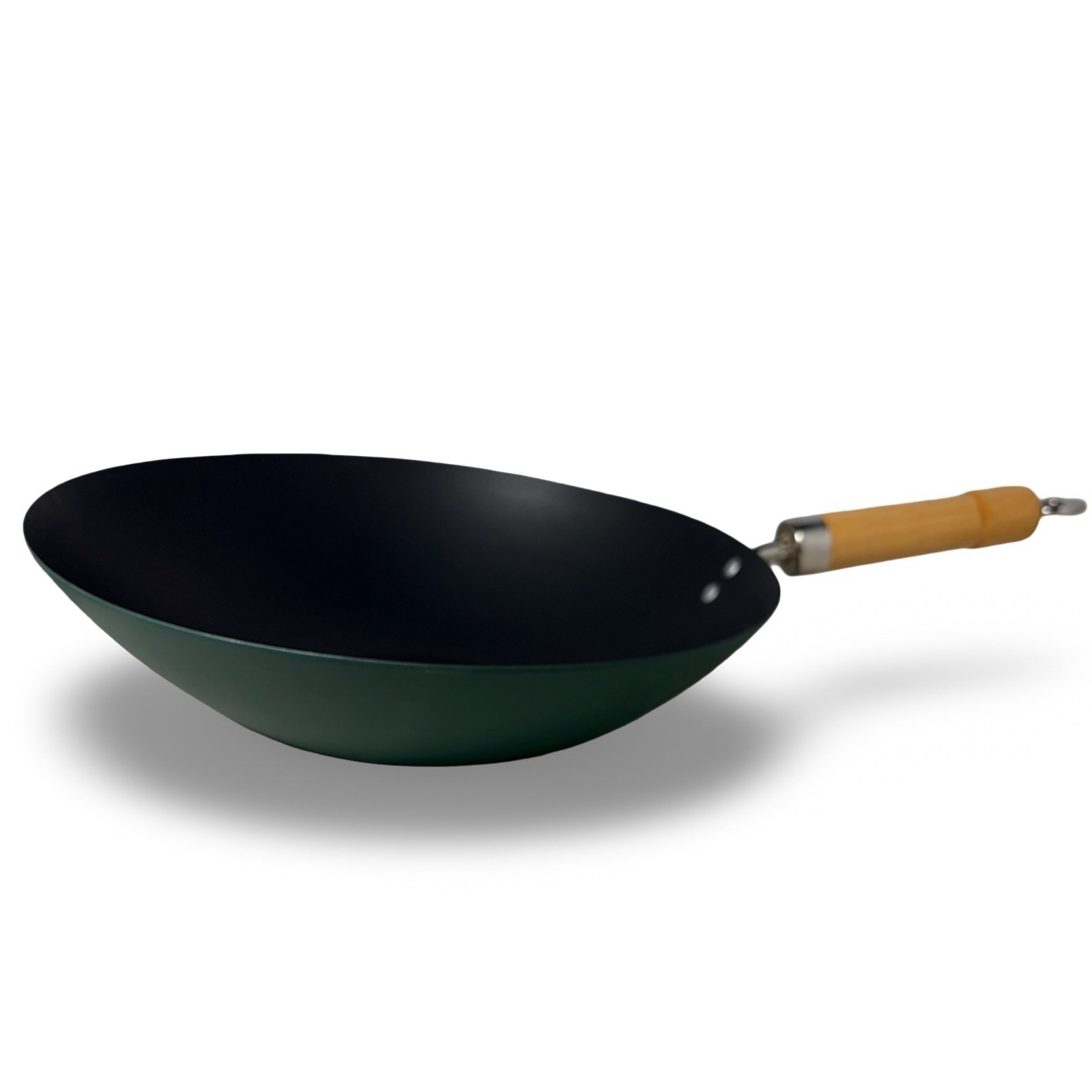 NEW Green 12.5″ Carbon Steel Wok Flat Bottom Stir Fry Pan – Made in Taiwan