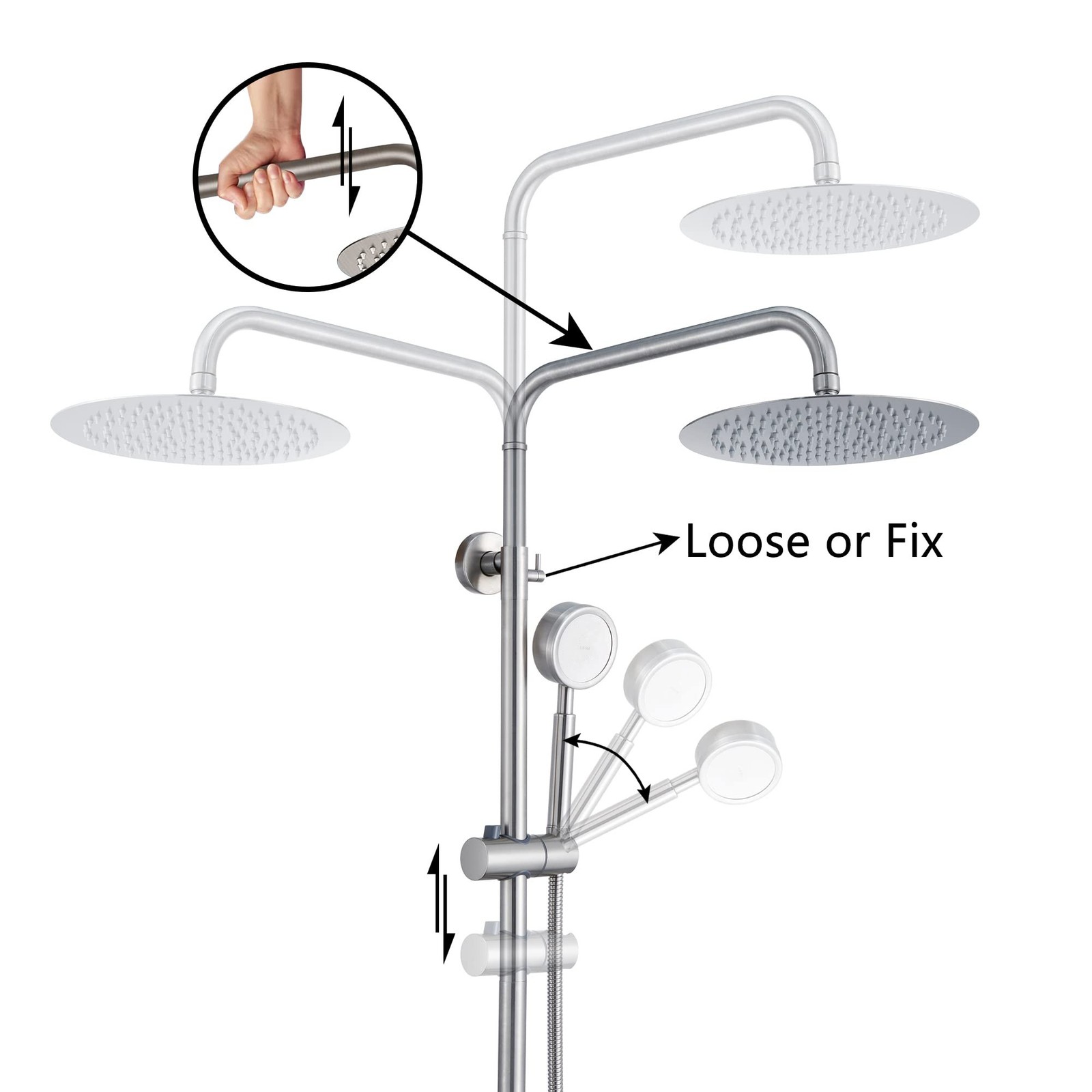 SS304 Shower Faucet Set – Outdoor Kit – Outdoor Fixtures with Brushed Nickel …