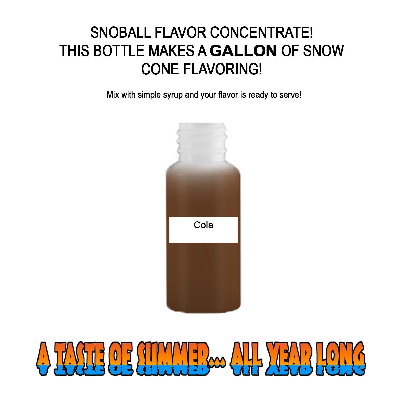 COLA SYRUP MIX SHAVED ICE / SNOW CONE Flavor GALLON CONCENTRATE #1