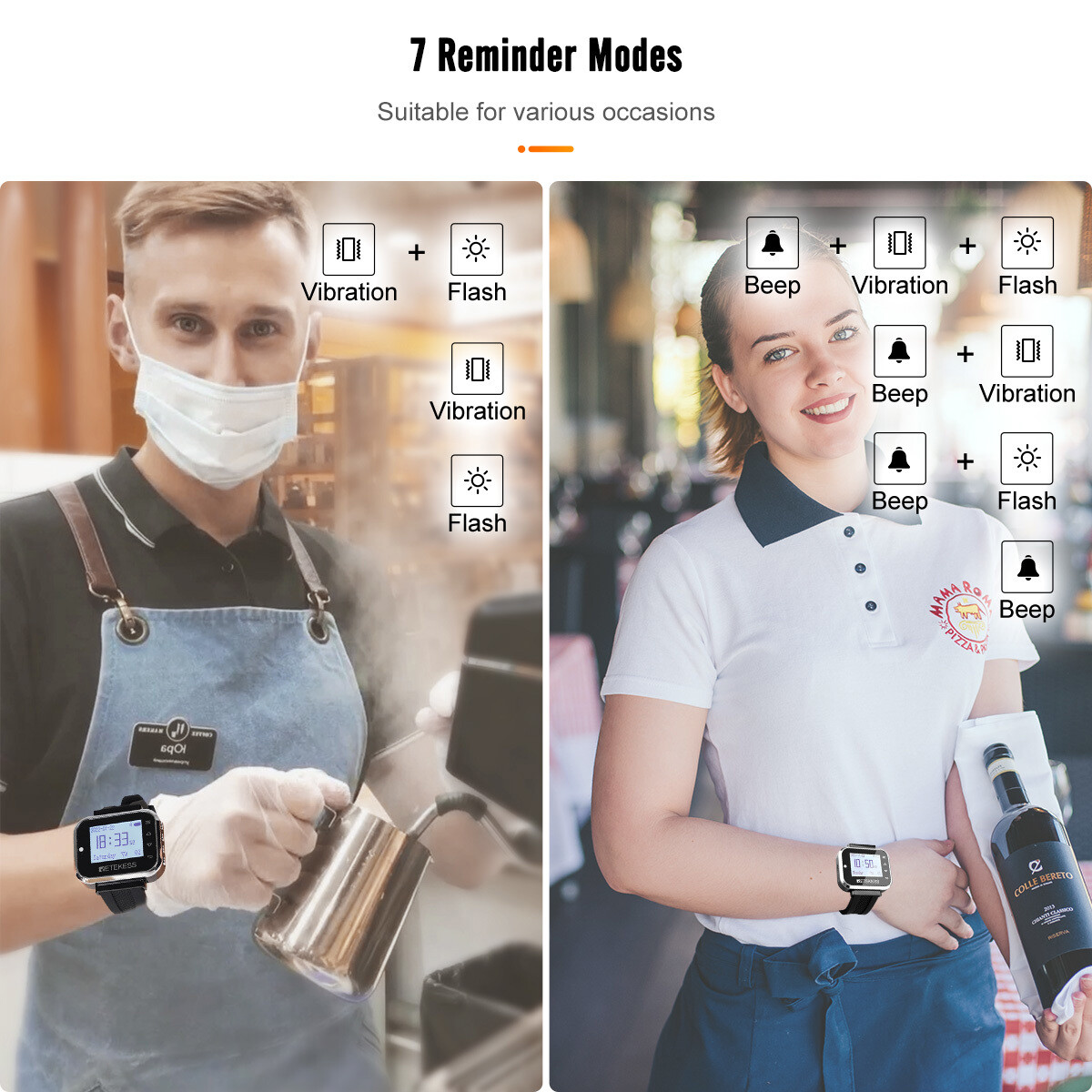 Retekess TD110 Wireless Calling System Waiter 2 Watch 30 Call Buttons Food Truck