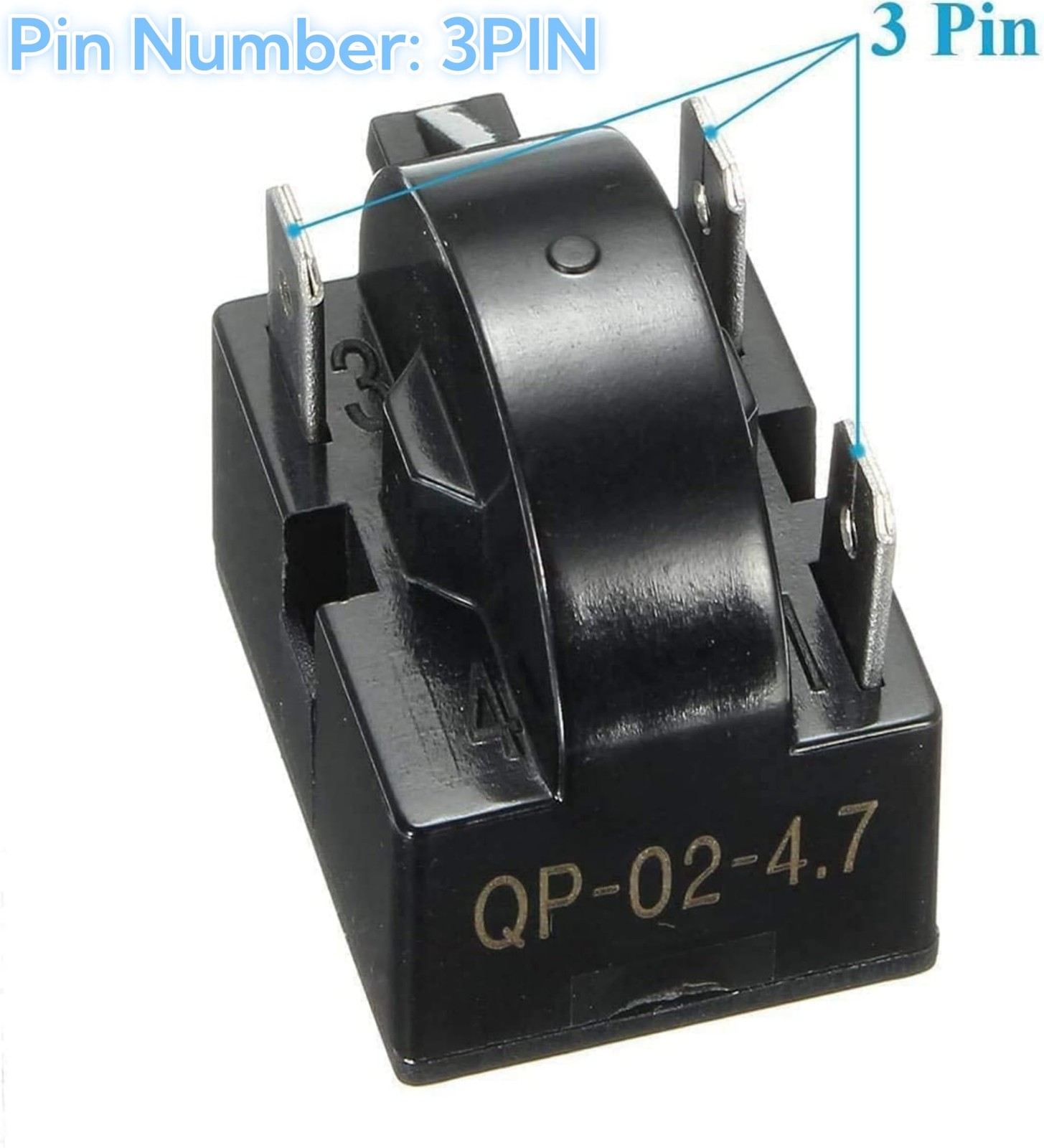 1Pcs QP-02-4.7 3Pin 4.7 Ohm Refrigerator Start Relay Coolers Compressor…