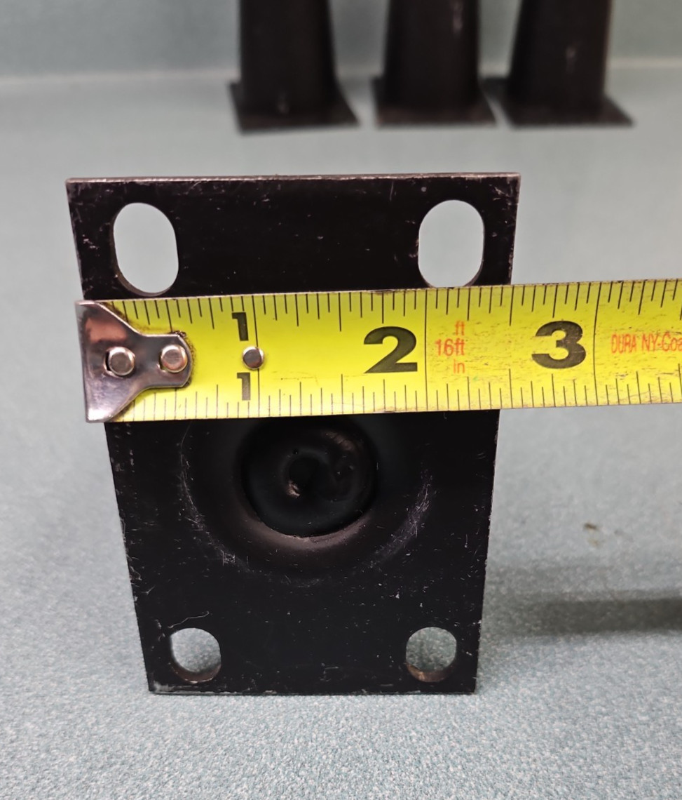 Black metal adjustable equipment legs with attachment plate. 6″-7.5″ (4)