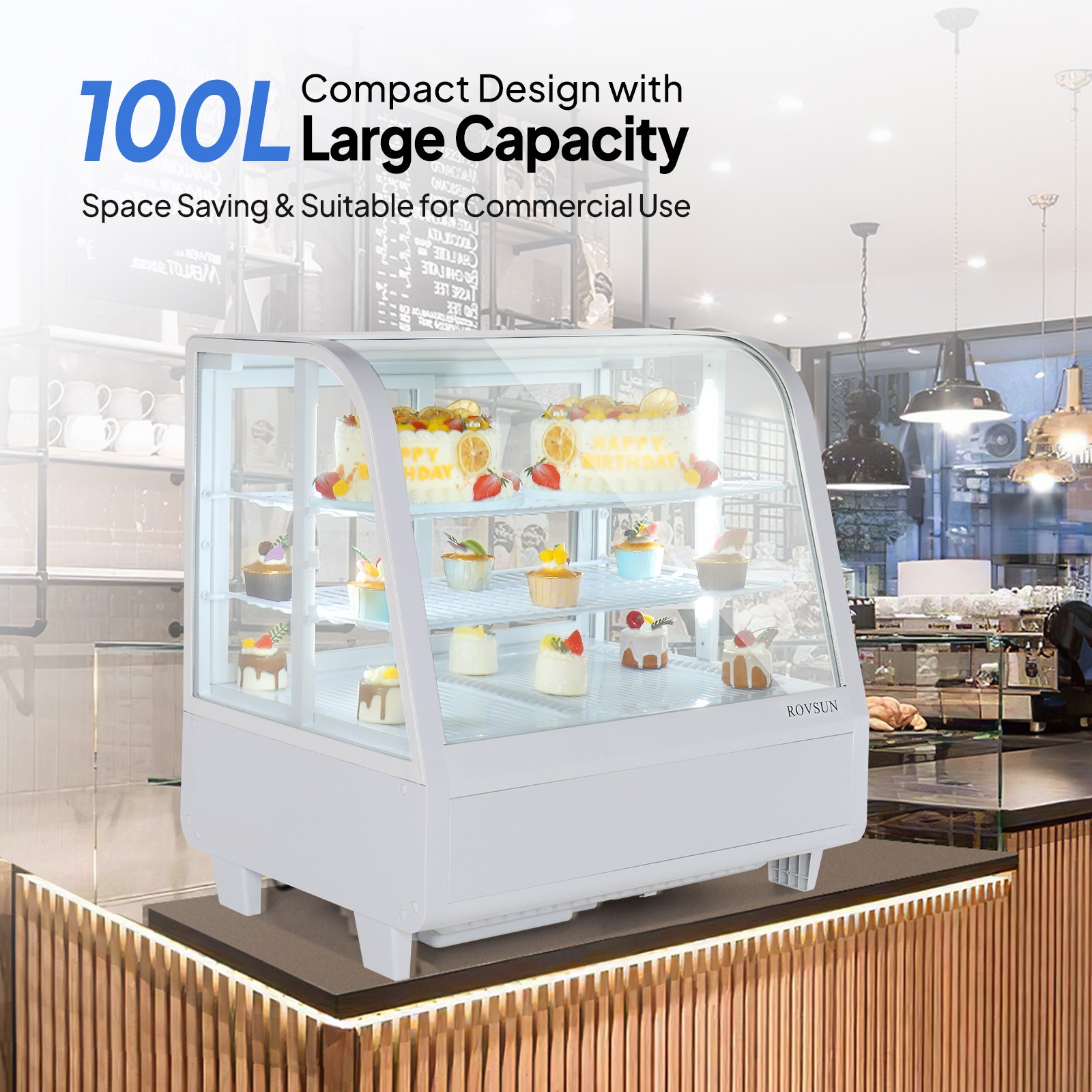 3.5 Cu.Ft Commercial Refrigerator Cooler Case Display Pastry Meat Beverage Foods