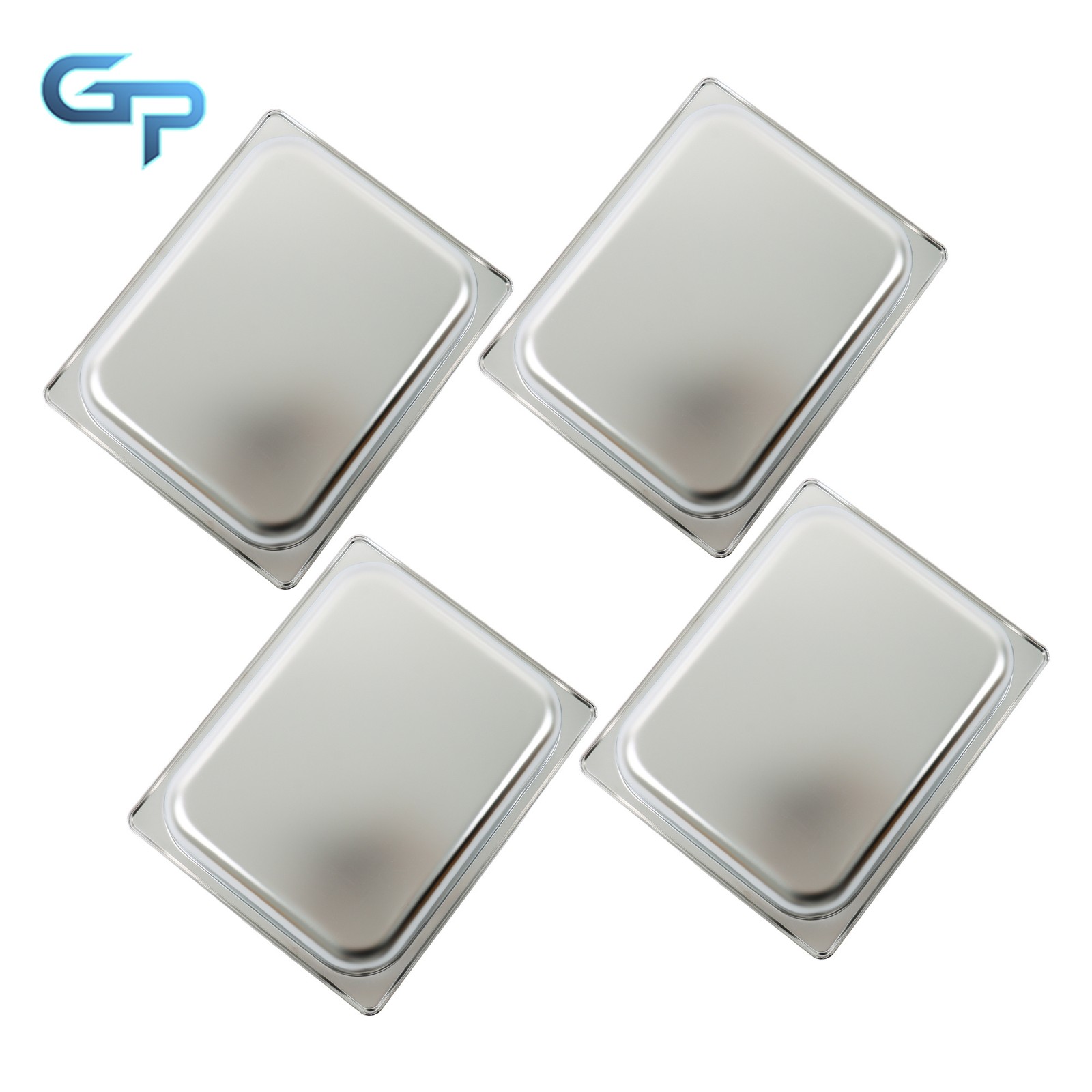 Set of 4 Half-Size Stainless Steel Steam Pans, 2.5″ Deep for Buffet & Catering
