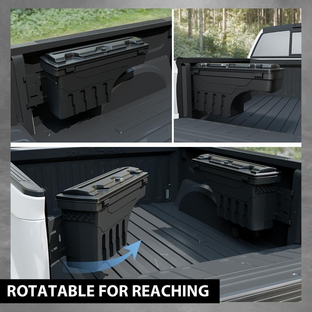 Truck Bed Swing Storage Case Tool Box for F150 2015-2020 Lockable Right Side