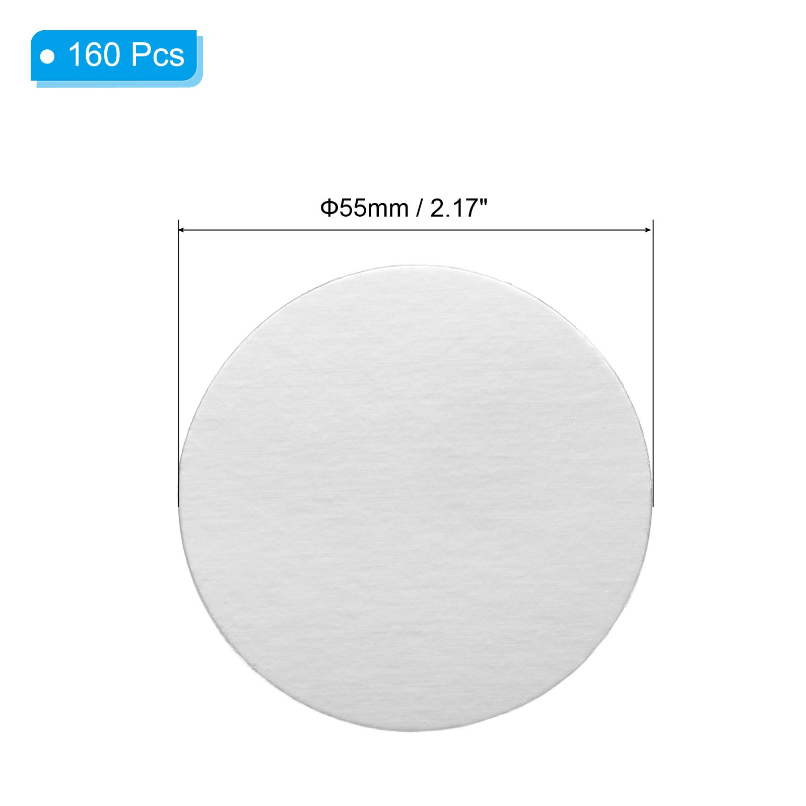 55mm/2.17» Aluminum Foil Cap Liners,160 Pcs Induction Sealer Sealing Liners
