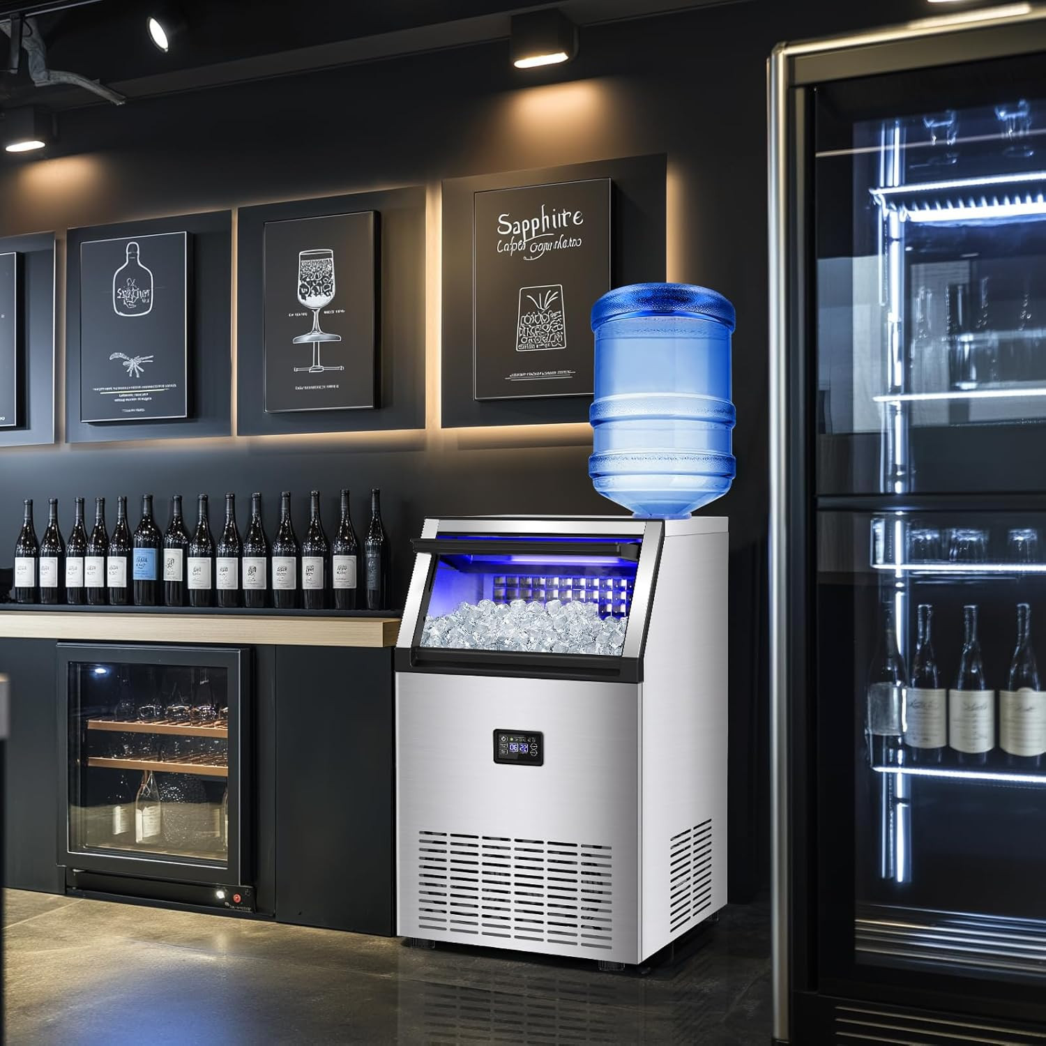Freestanding Stainless Steel Ice Maker – 175Lbs/24H, Fast & Easy to Clean