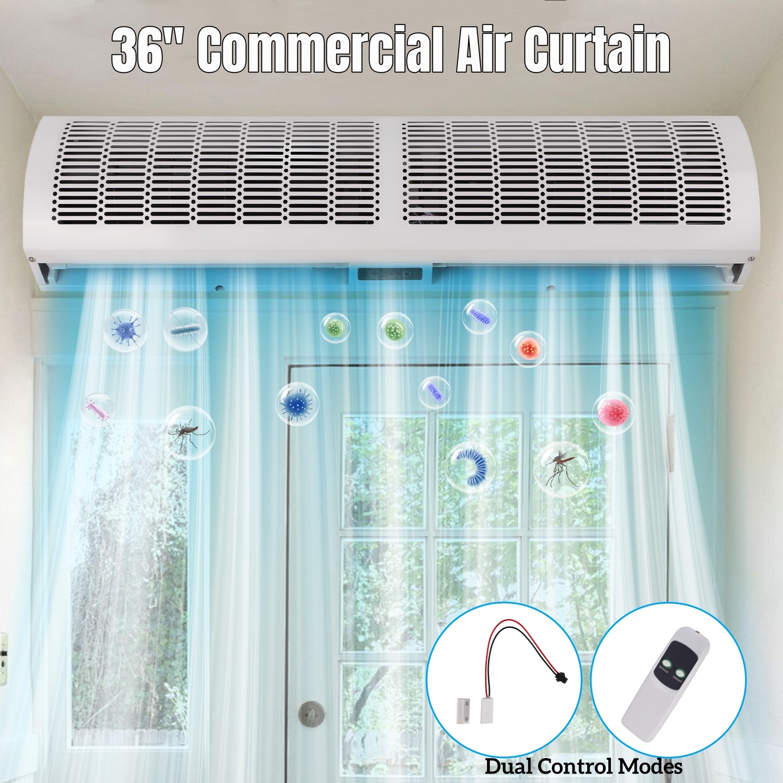 36″ Commercial Air Curtain Magnetic Door Switch UL Certified 50 dB(A) Silent