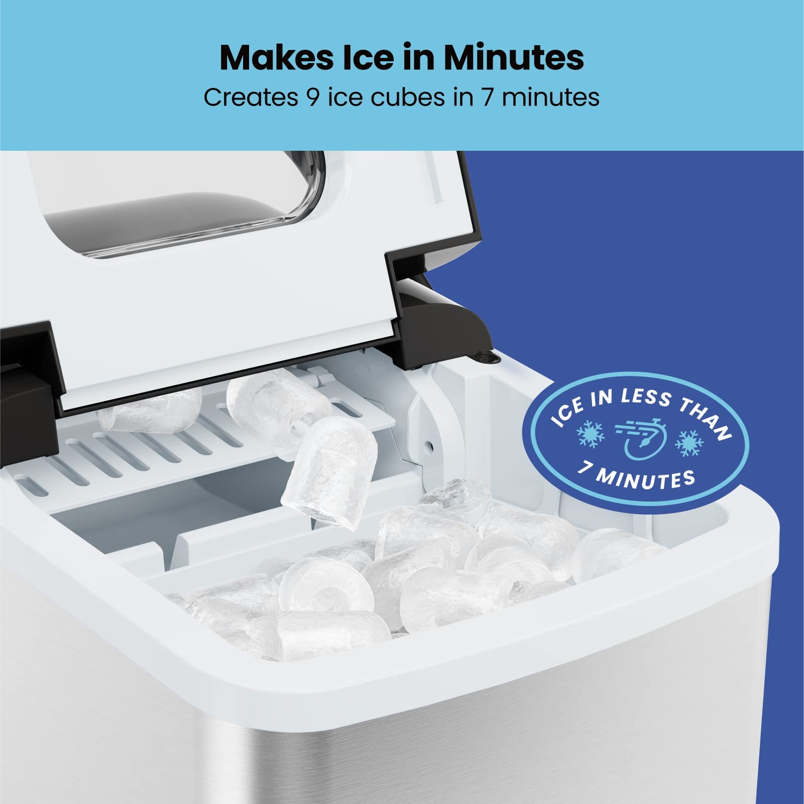 Iceman Dual-Size Countertop Ice Maker Machine, Small – Bullet Ice,