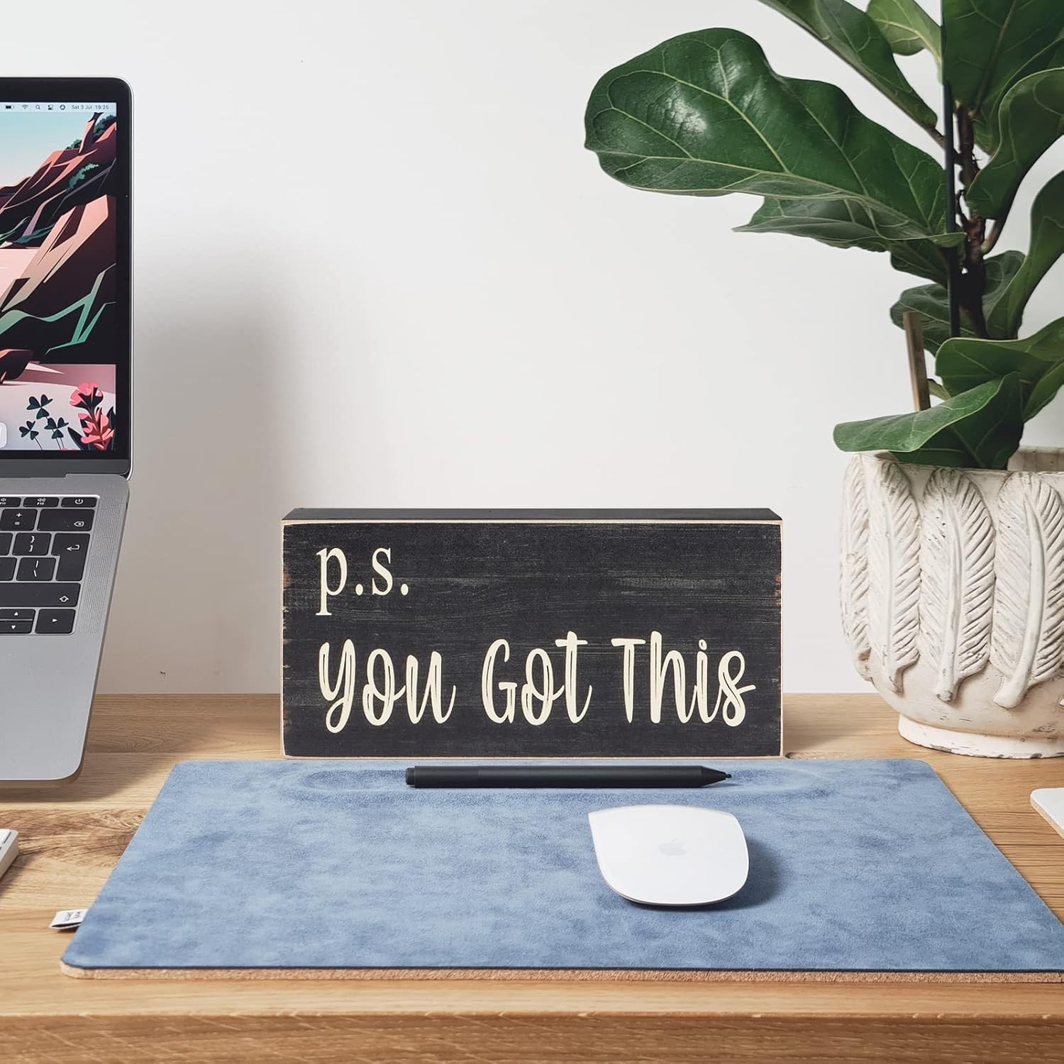 Esur Motivational Home Office Desk Black Decor – Farmhouse Wooden Box
