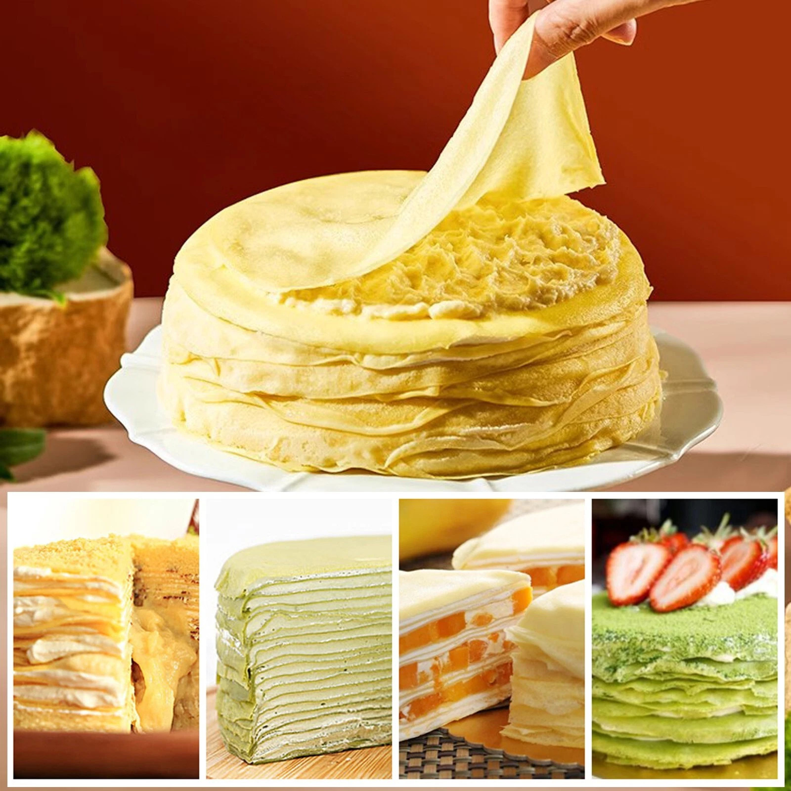 8 In Crepe Cake Making Machine Automatic Melaleuca Egg Skin Crepe Machine 110V