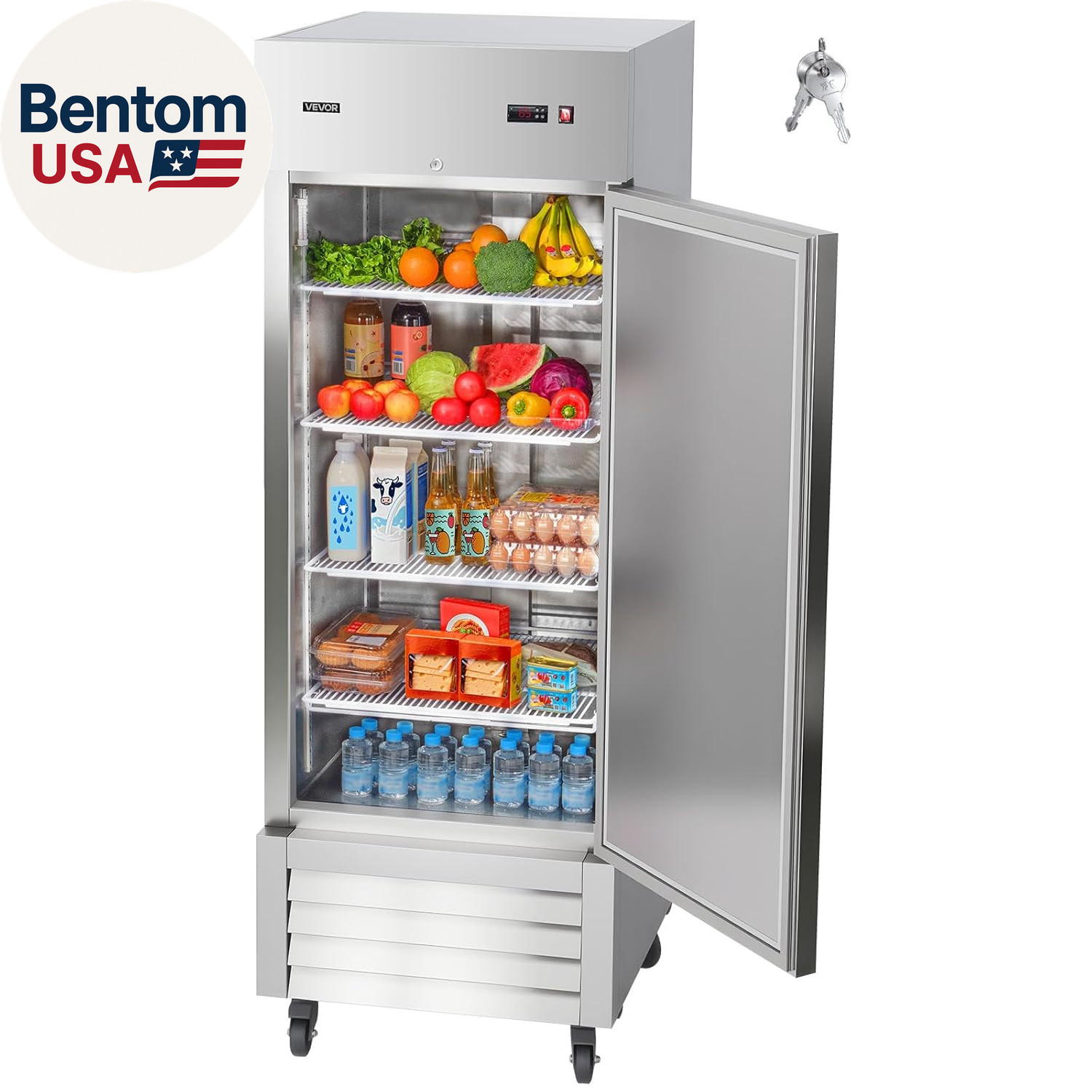 Commercial Reach-In Refrigerator 29″ W, 22 Cu.Ft Stainless Steel Upright Refrige