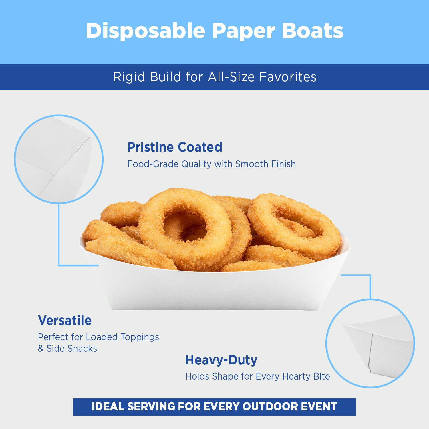 Karat Food Tray (White) – 3.0 lb/Paper Food Tray/Boat Tray for Snack