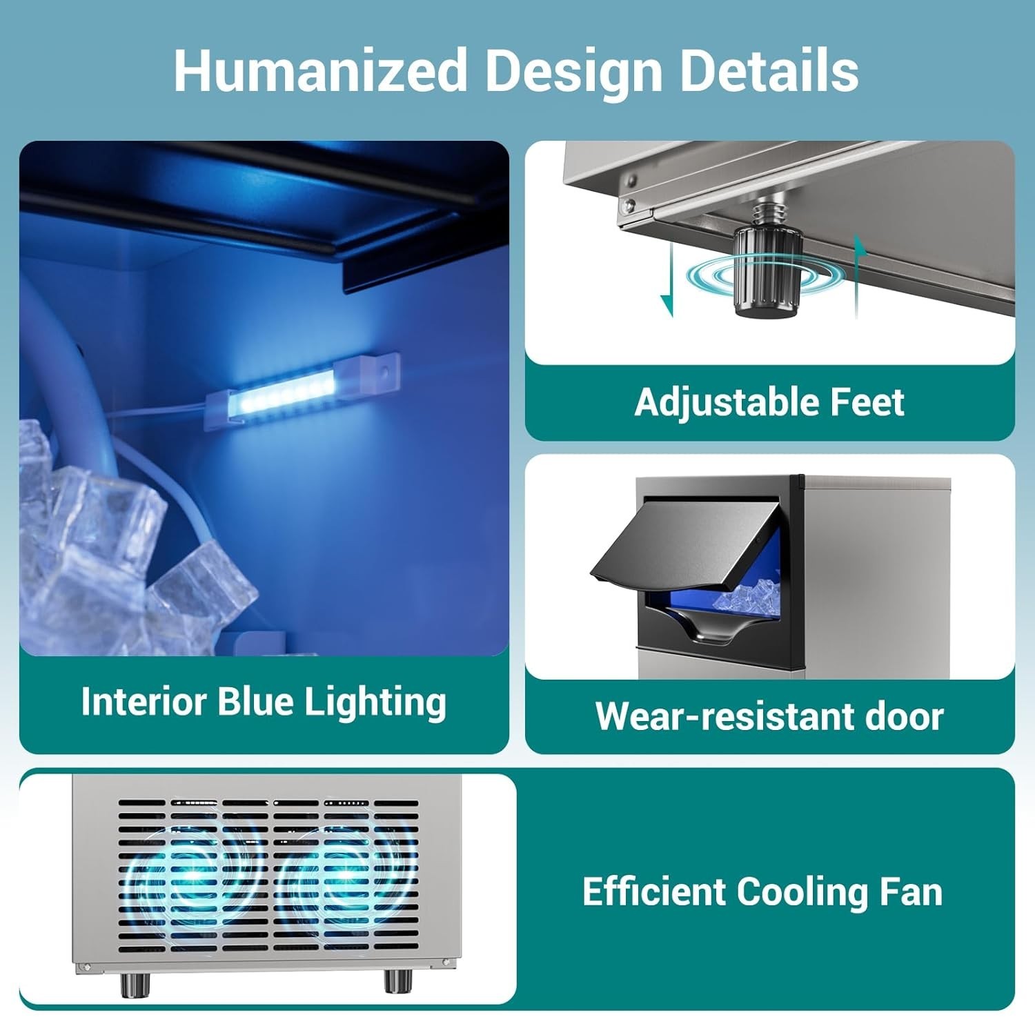 120LBS/24H Commercial Ice Maker Machine with 33lbs Storage & Auto Self-Cleaning