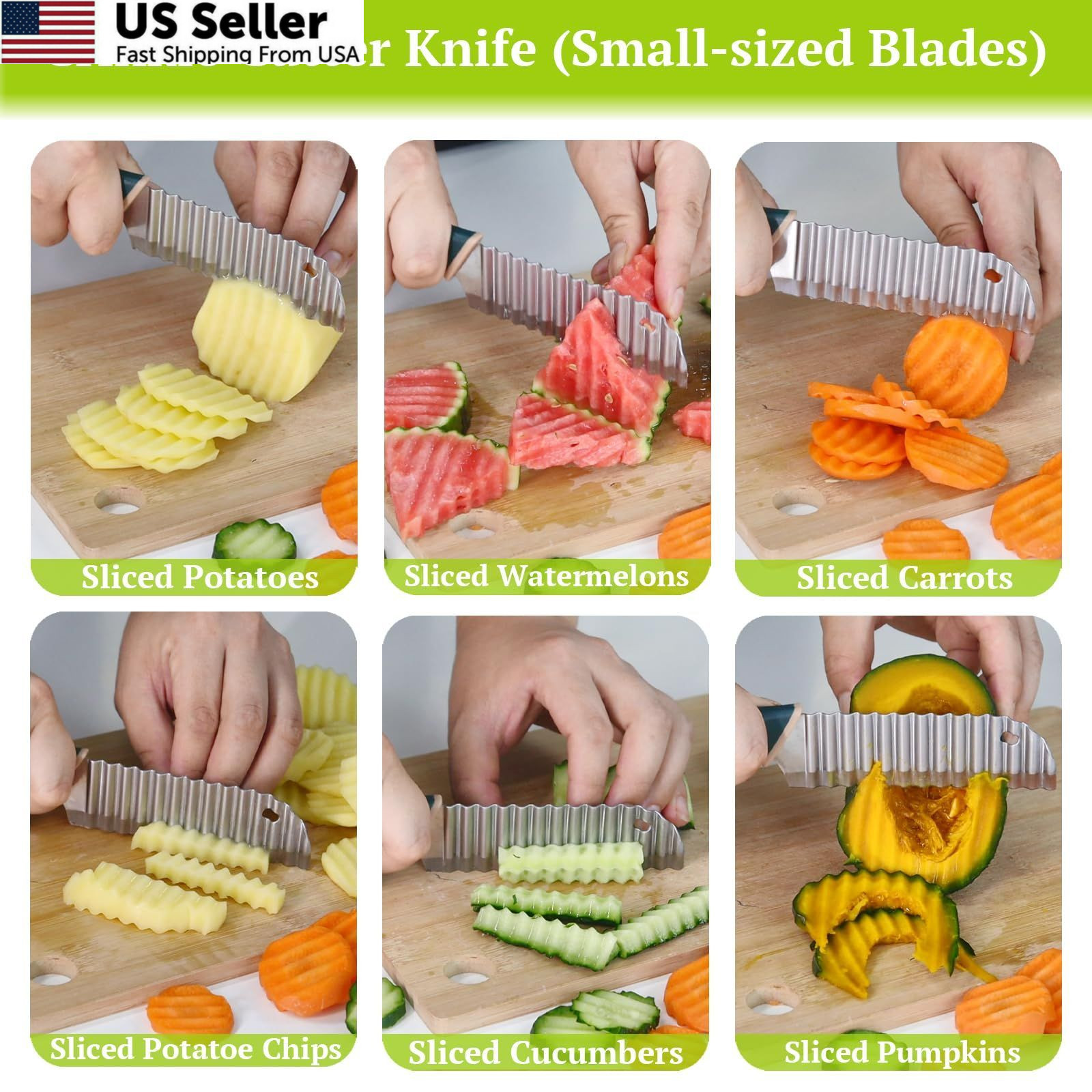 Suuker Crinkle Cut Knife, Cutter for Veggies, Potato 4.7″, Style1