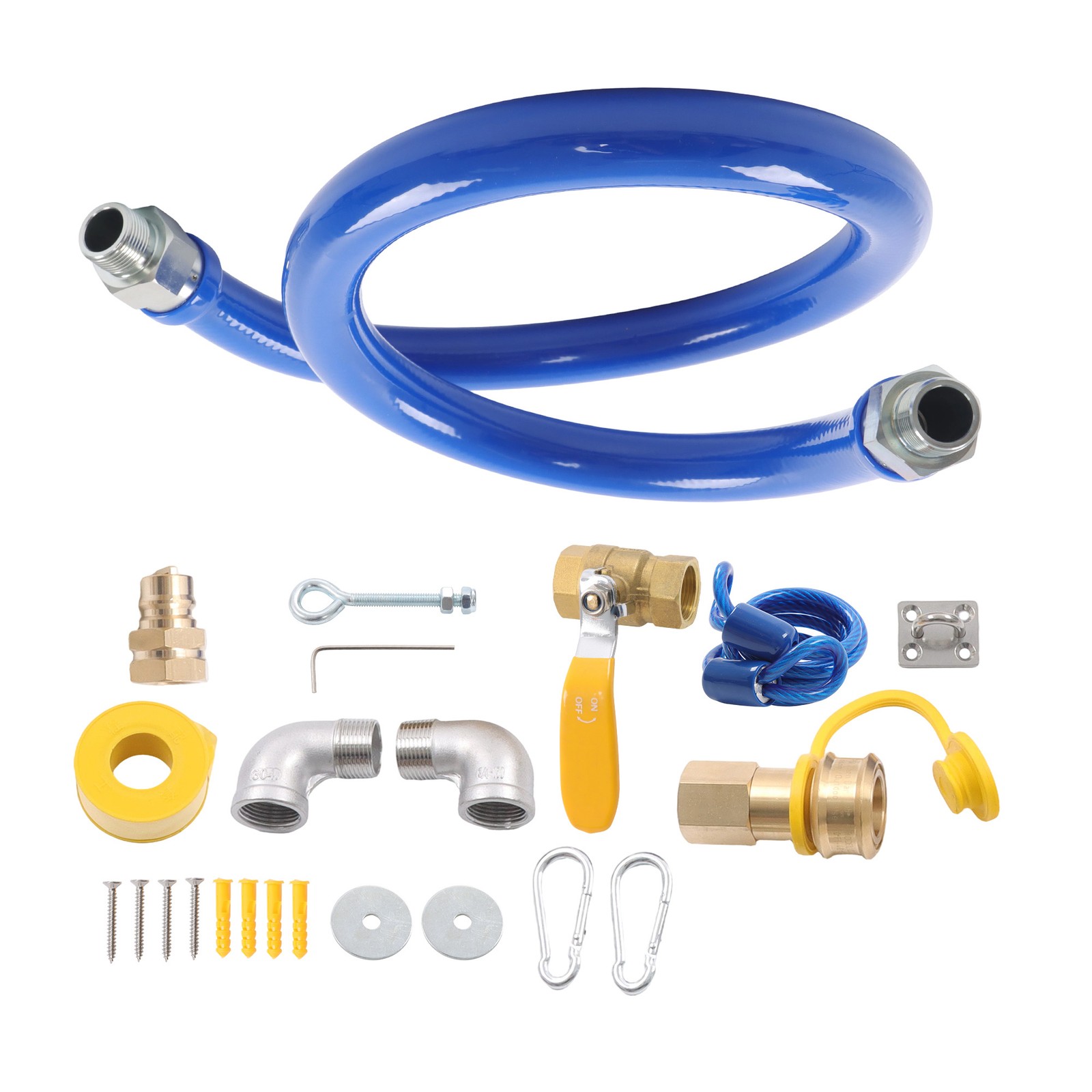 Commercial 48″ Gas Hose Connector Kit With 3/4″ Quick Disconnect Full Port Valve