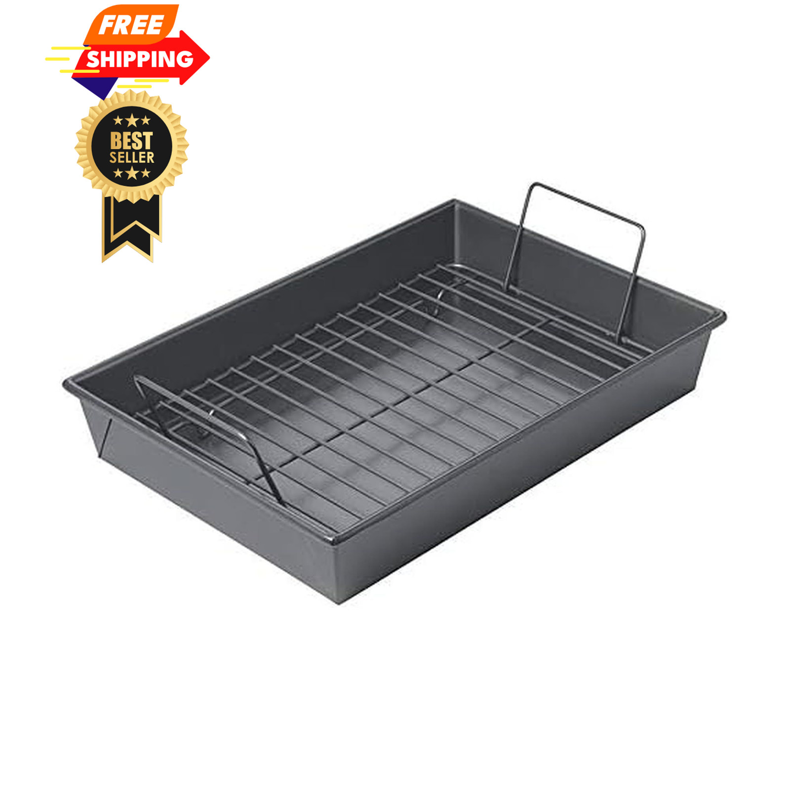 Chicago Metallic Professional Non-Stick Roast Pan 13-Inch-by-9-Inch, Gray