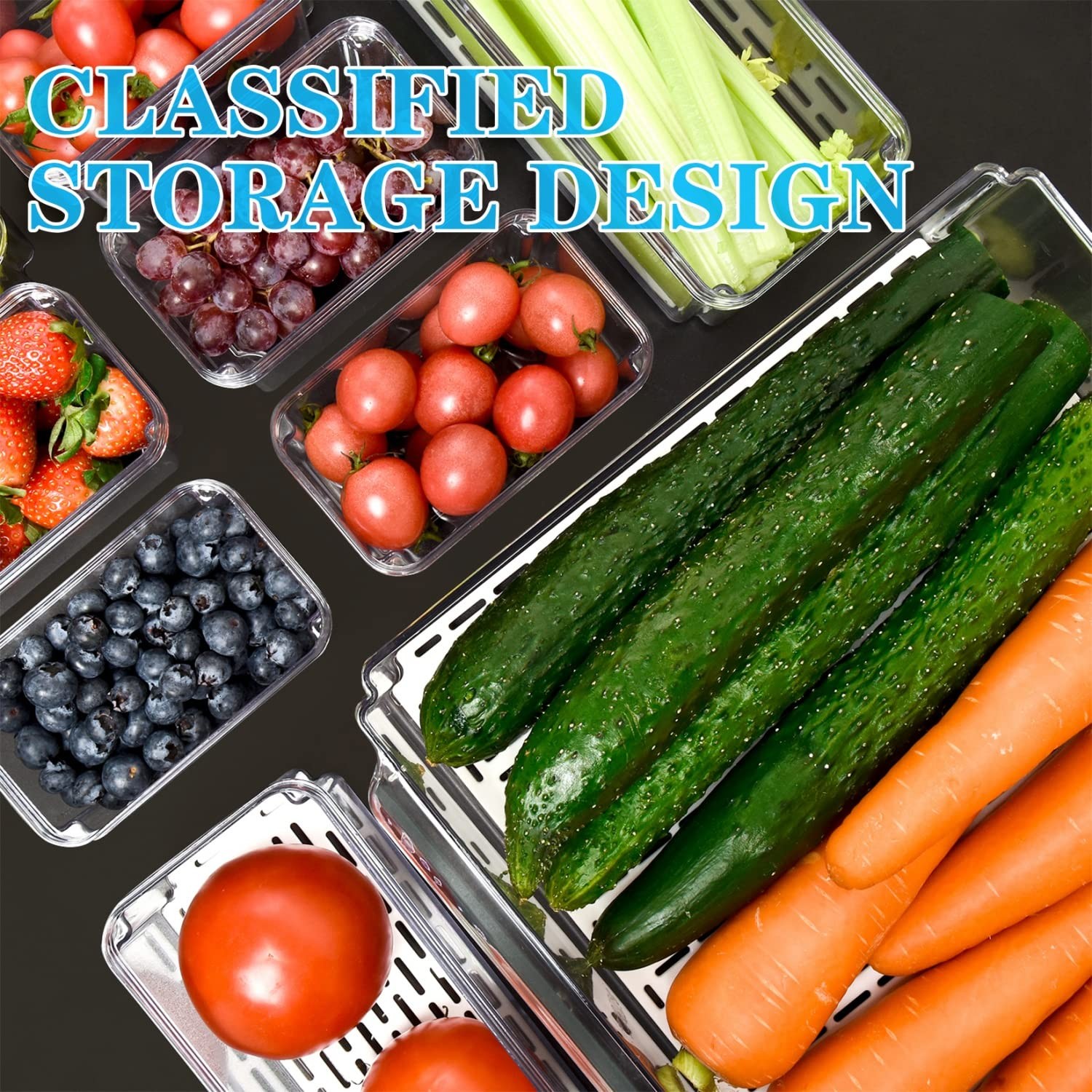 Pomeat 10 Pack Fridge Organizer Stackable Refrigerator Organizer Bins Lids