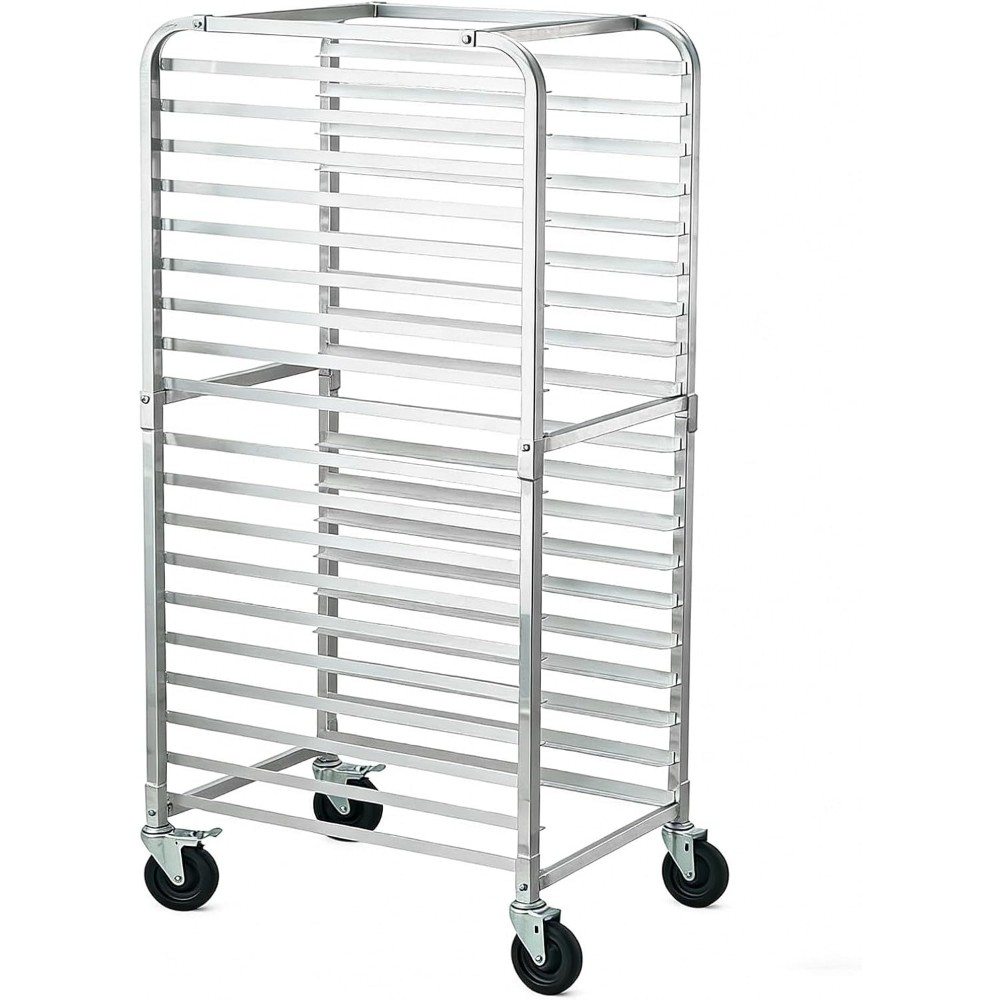 Aluminum Bun Rack on Locking Wheel – Mobile Cooling Trolley for Kitchen & Bakery