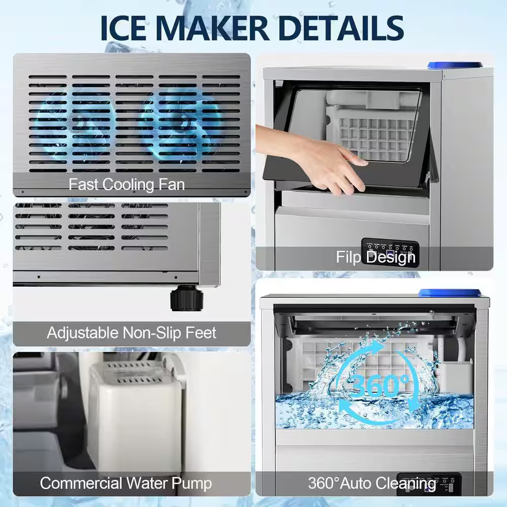 16.34 In. 150 Lbs./Day Commercial Freestanding/Built-In Full Size Cubes Ice Make