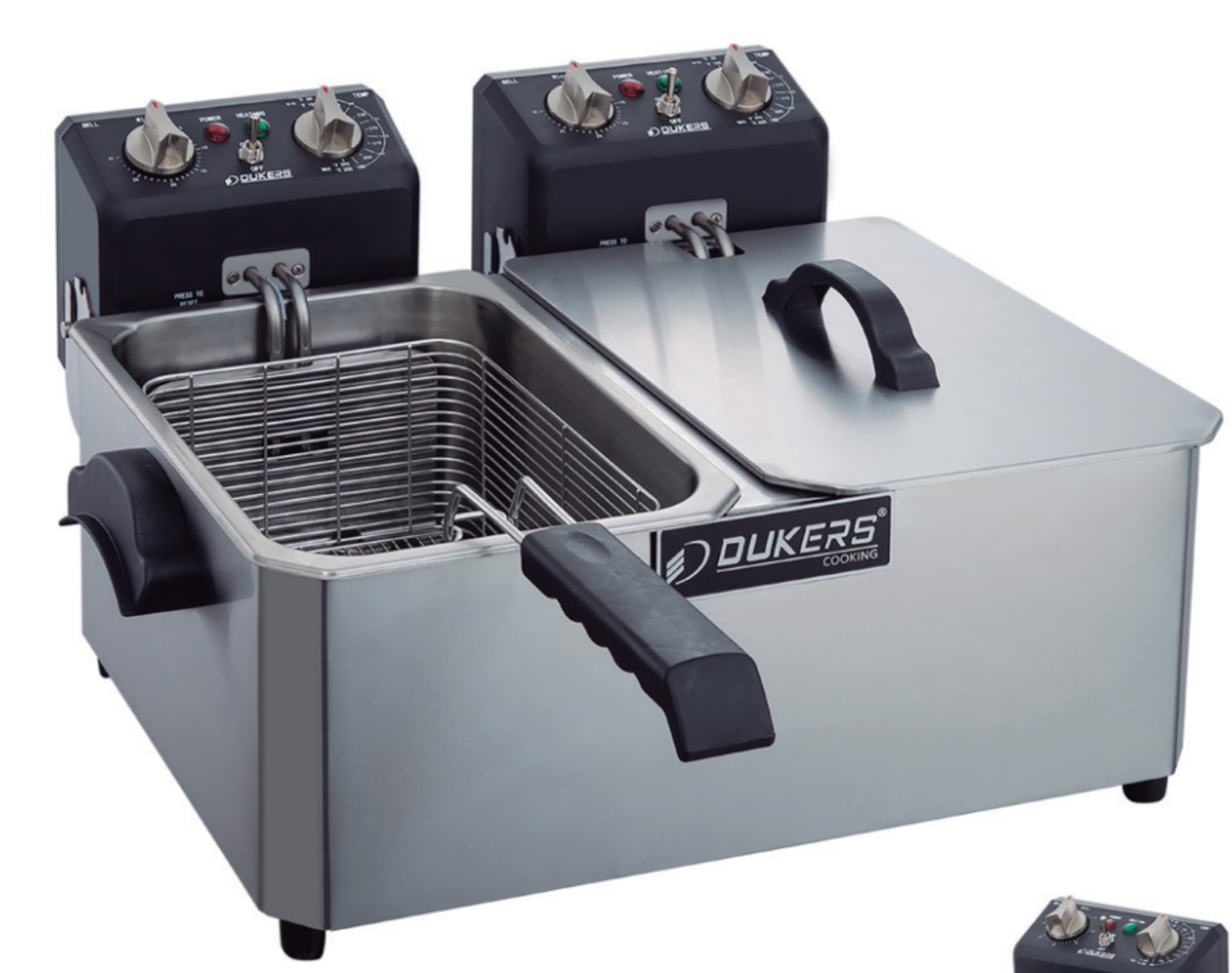 New 30lbs Electric Fryer Countertop Dual Double Basket Pot Dukers DCF15ED #8794