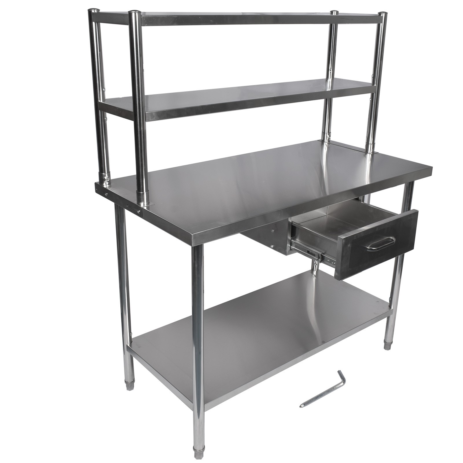 Kitchen Work Table Stainless Steel Restaurant Food Prep Table w/ Shelf & Drawer
