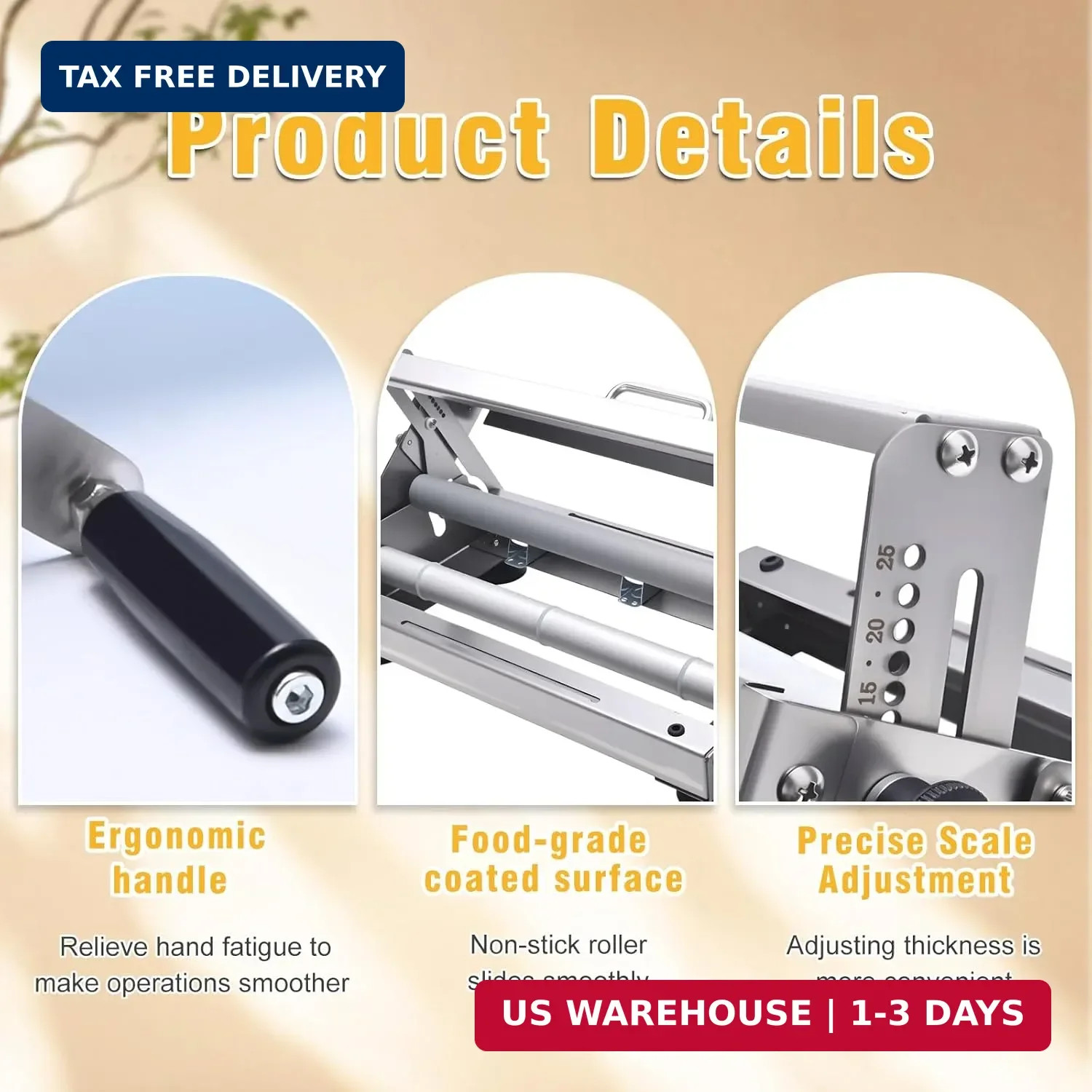 40.5 Inch Foldable Manual Dough Sheeter, Stainless Steel Dough Roller Machine wi