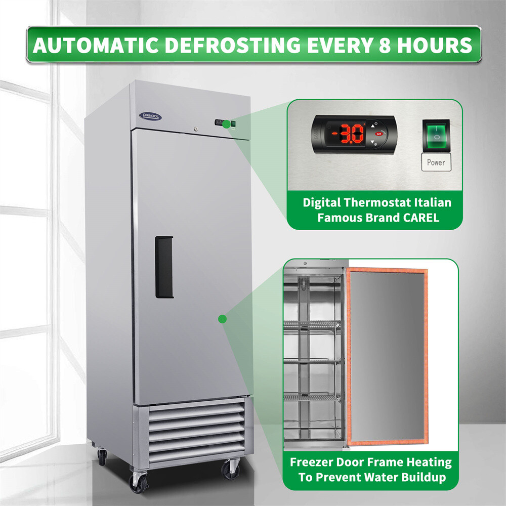 ORIKOOL 27″ Commercial Freezer 23 Cu.ft with 1 Solid Door-ETL Approved