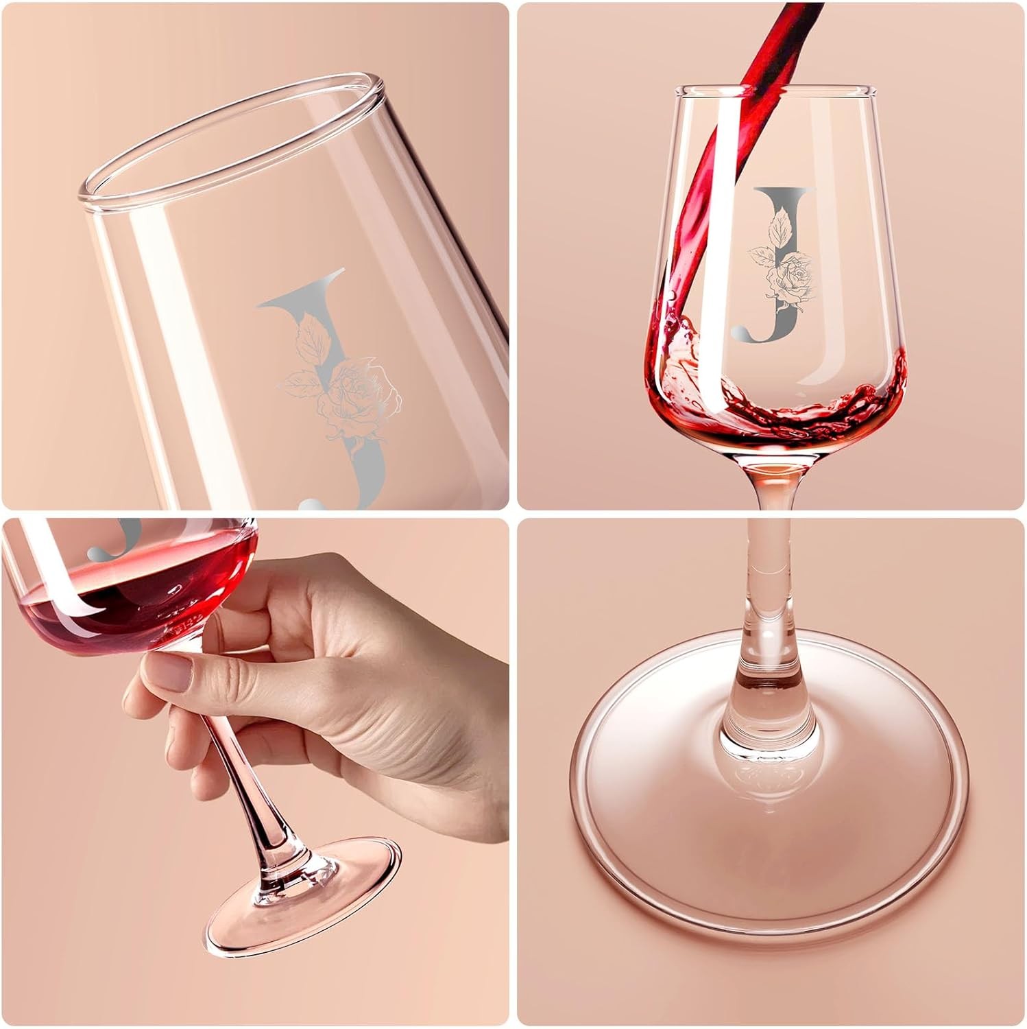Personalized Gifts for Women Mom Friend Wife Her, Initial Wine Glasses Custom ,
